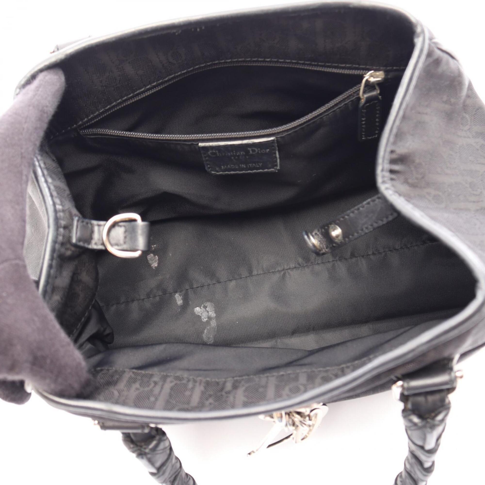 Christian Dior Black Nylon Leather Handbag Tote Bag (Pre-Owned)