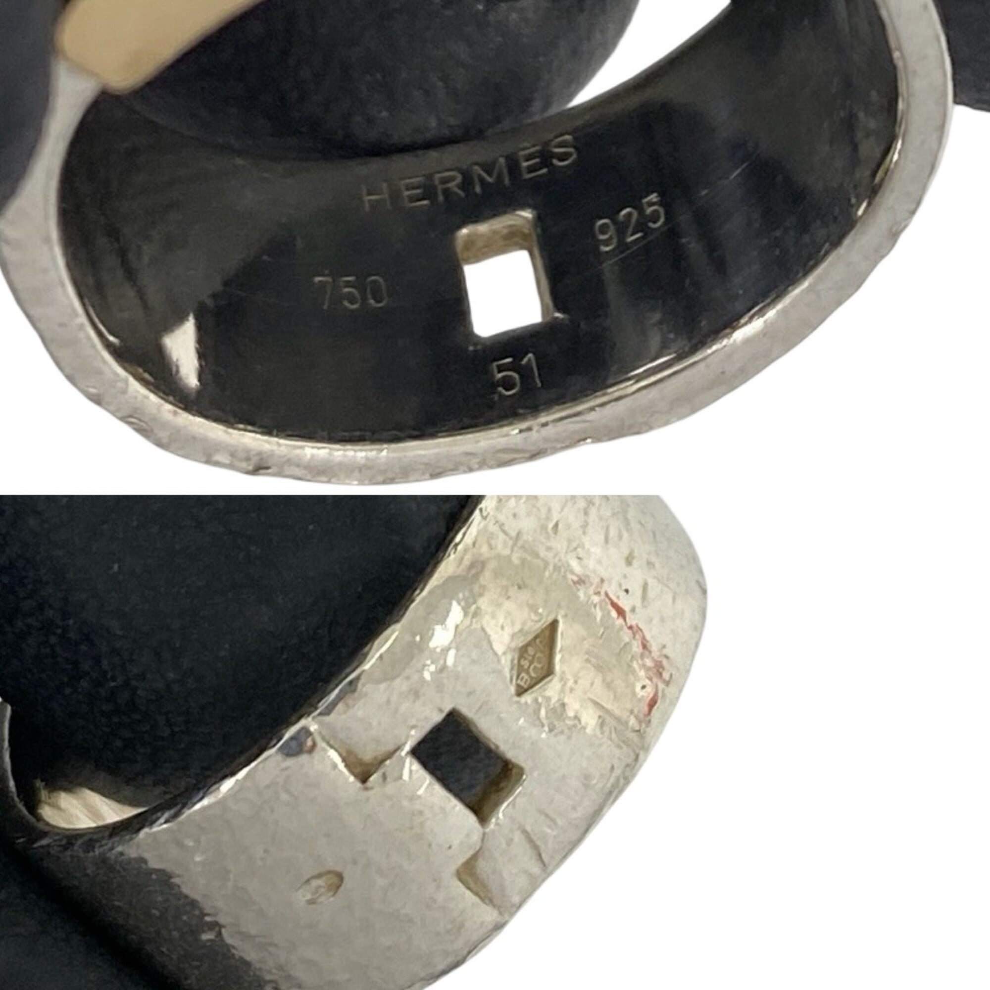 Hermes Gold Silver Yellow Gold (18K) Silver 925 Band Ring (Pre-Owned)