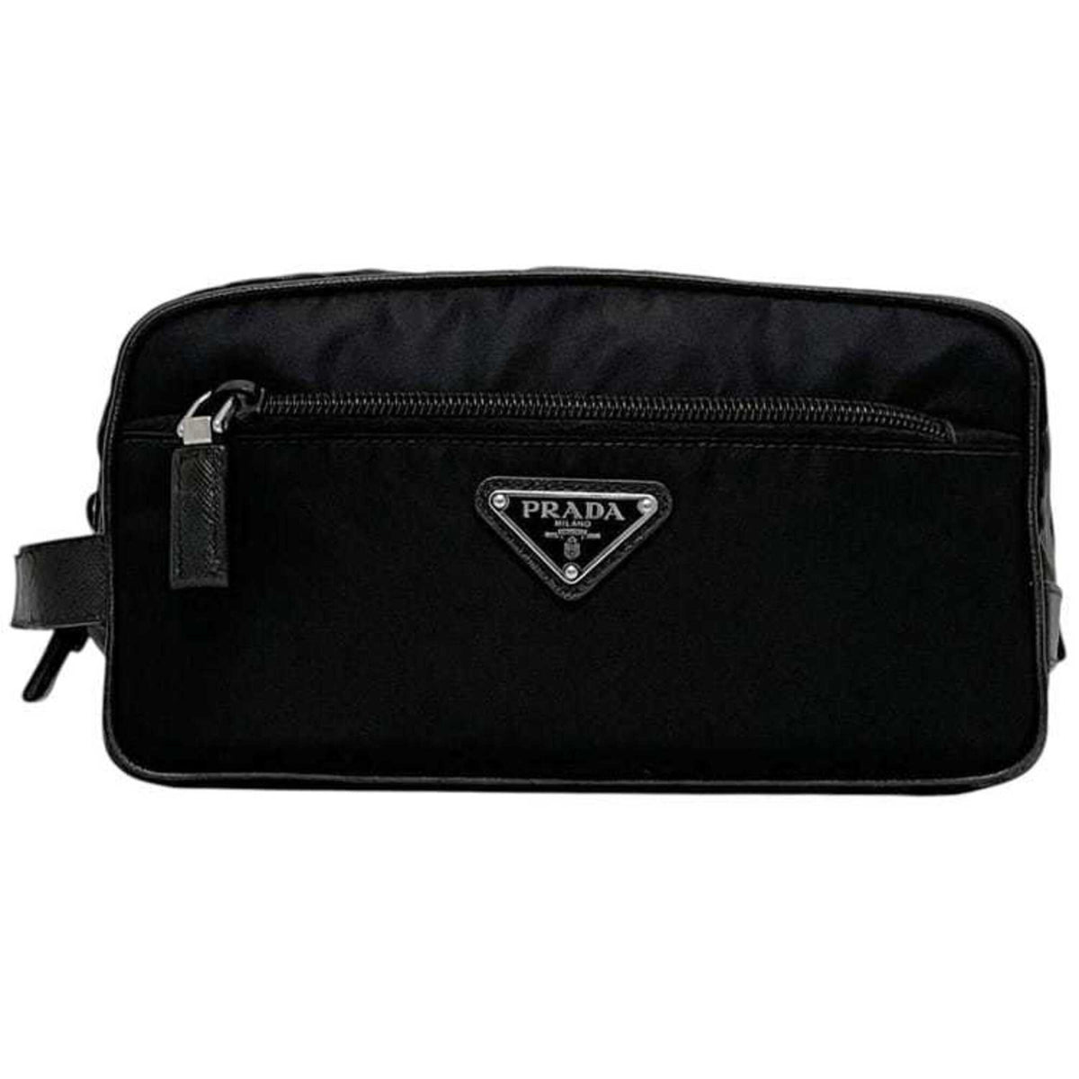 Prada Black Nero Nylon Leather Handbag (Pre-Owned)