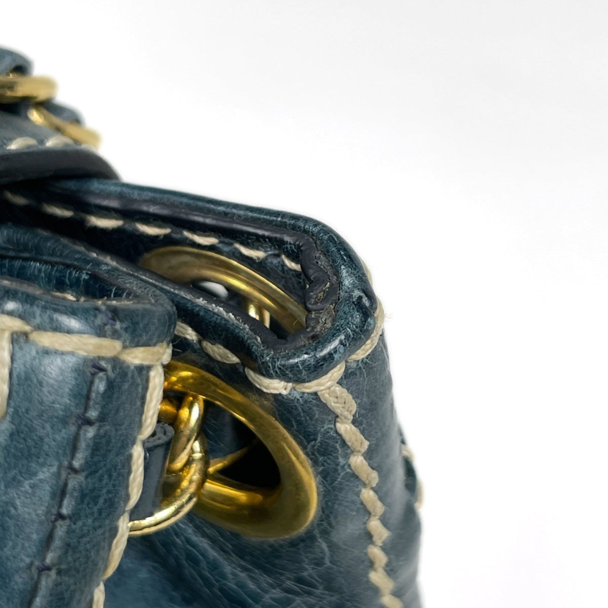 Prada Blue Leather Shoulder Bag (Pre-Owned)