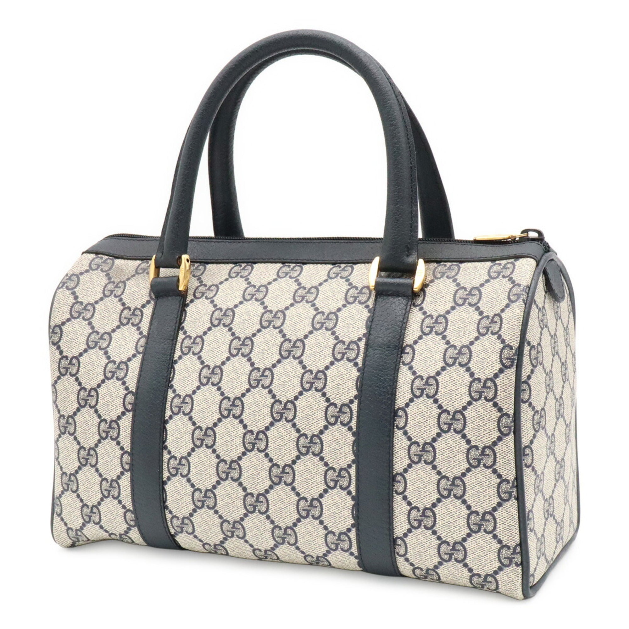 Gucci Beige Navy Pvc Leather Handbag (Pre-Owned)