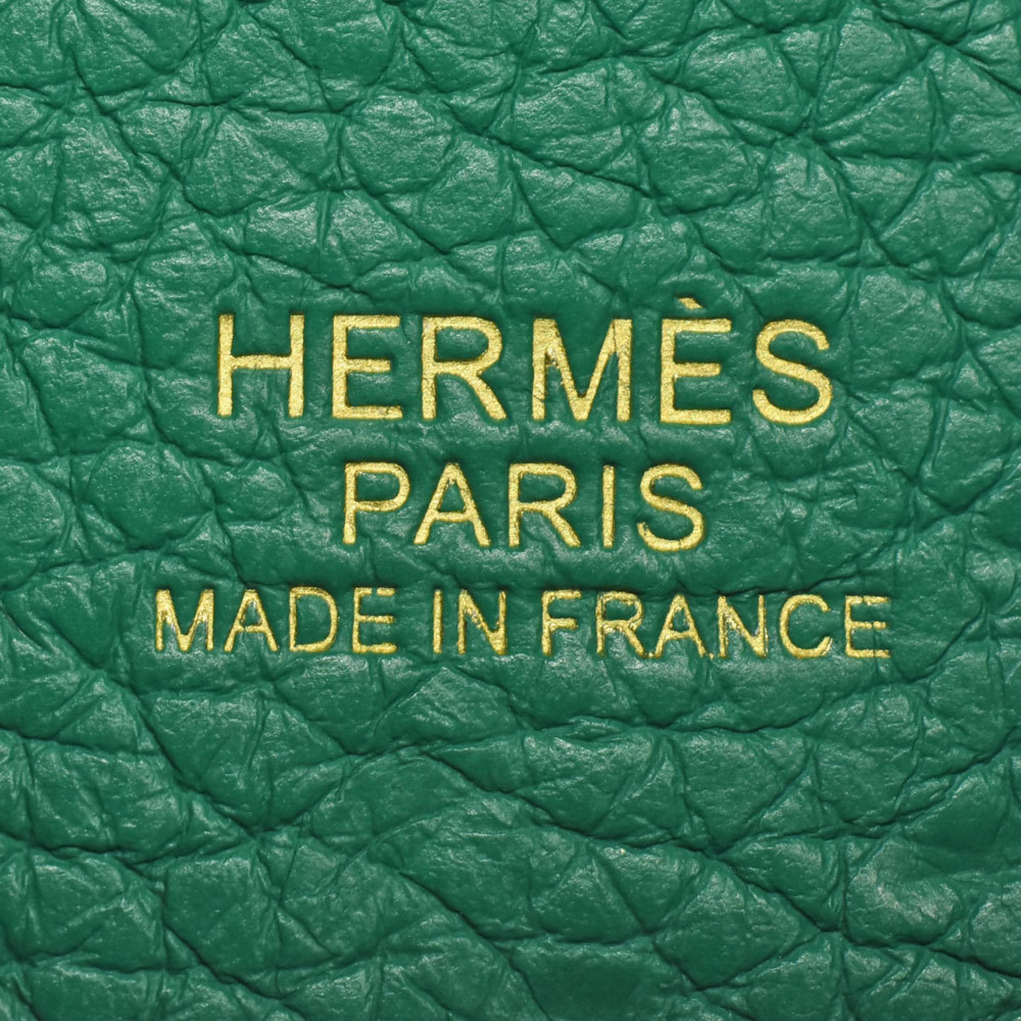 Hermes Green Taurillon Clemence Leather Handbag (Pre-Owned)