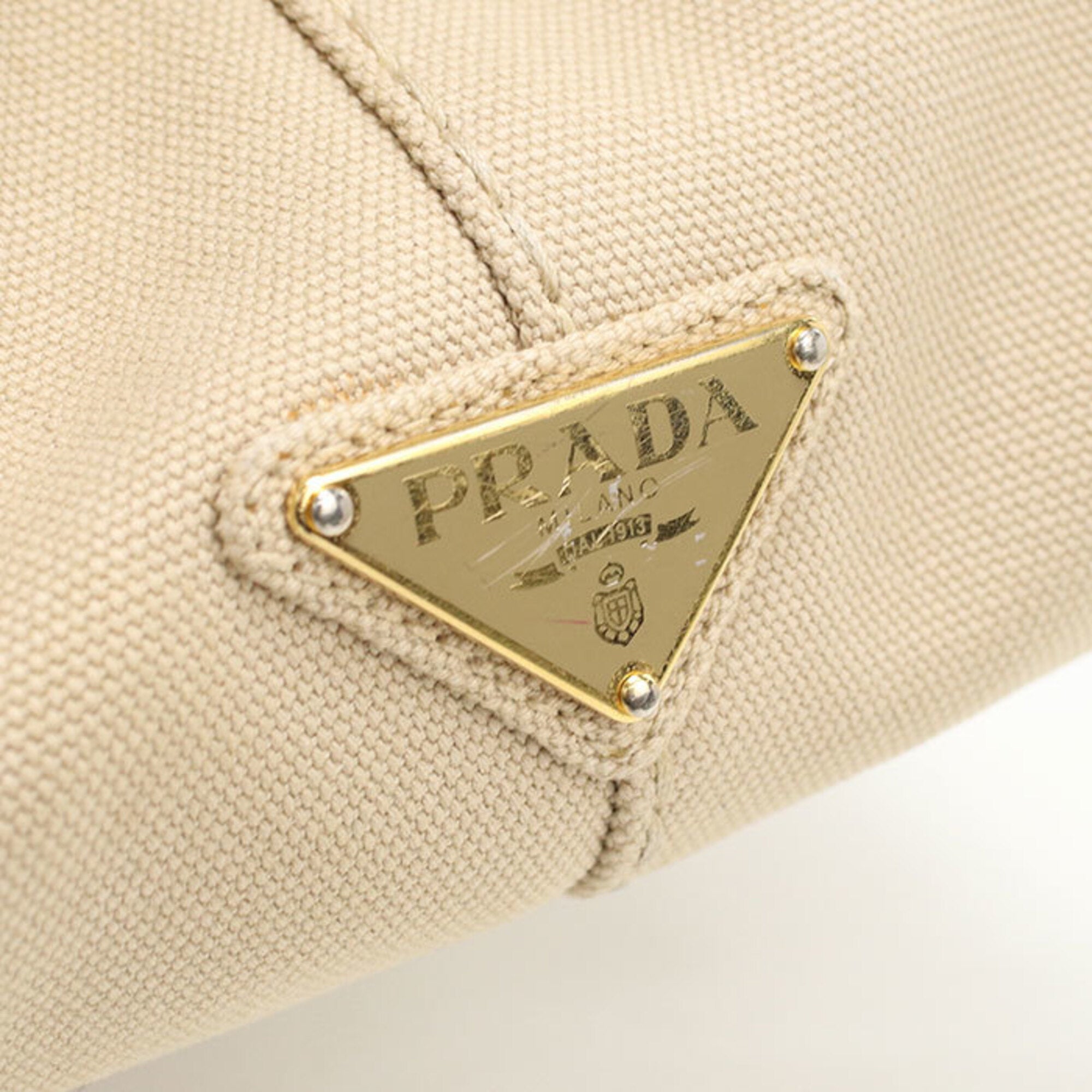 Prada Beige Canvas Tote Bag (Pre-Owned)