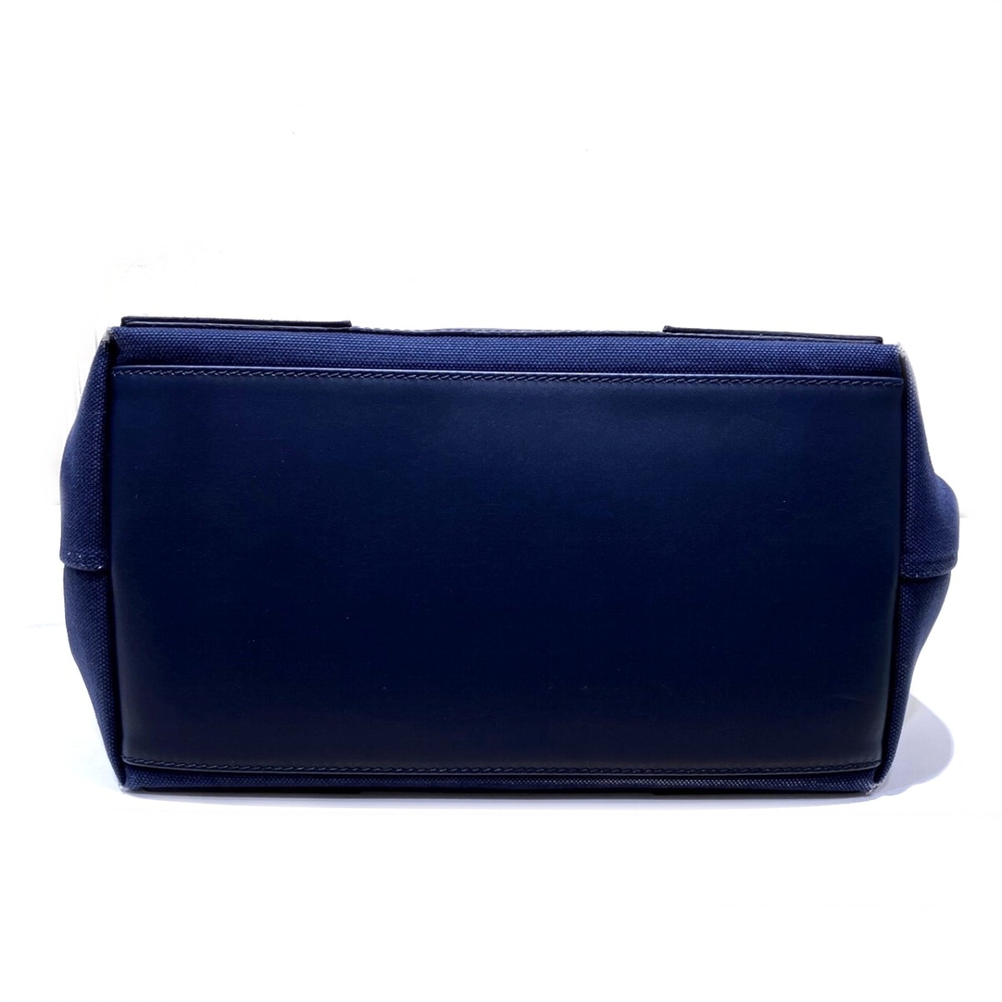 Balenciaga Navy White Canvas Leather Handbag (Pre-Owned)