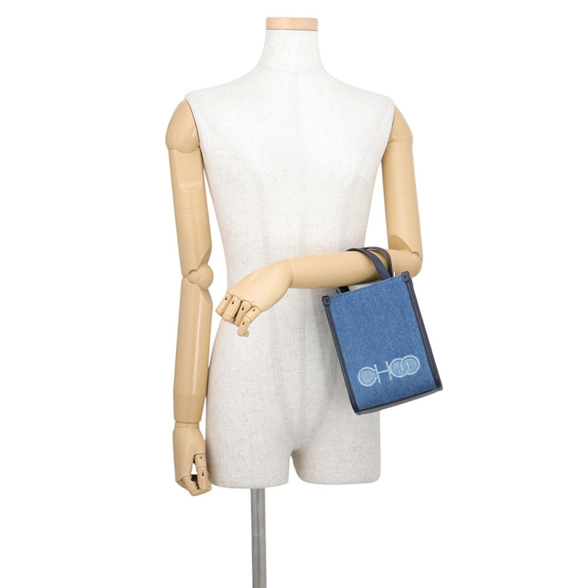 Jimmy Choo Blue Navy Canvas Leather Handbag Shoulder Bag (Pre-Owned)
