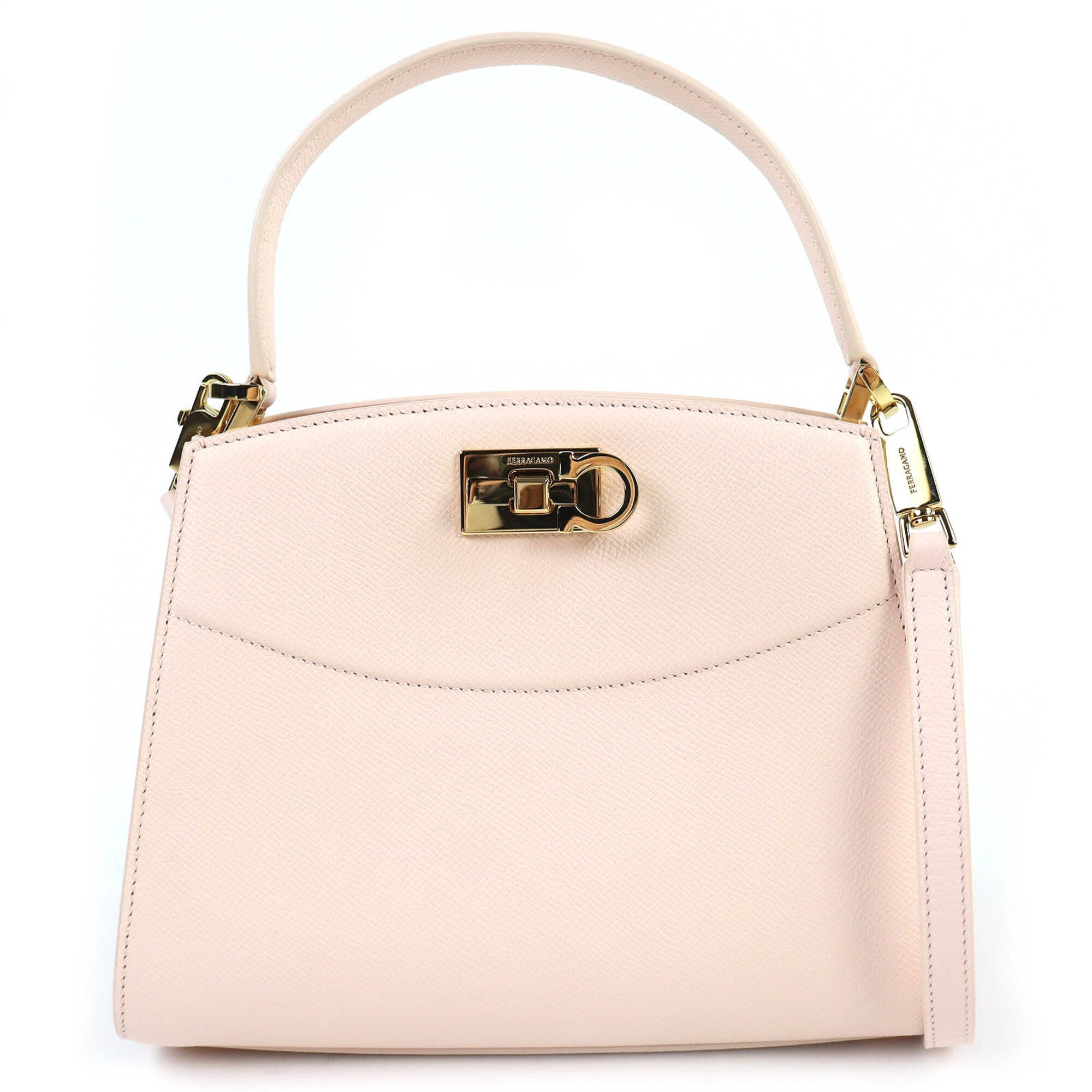 Salvatore Ferragamo Gancini Gold Leather Handbag Shoulder Bag (Pre-Owned)