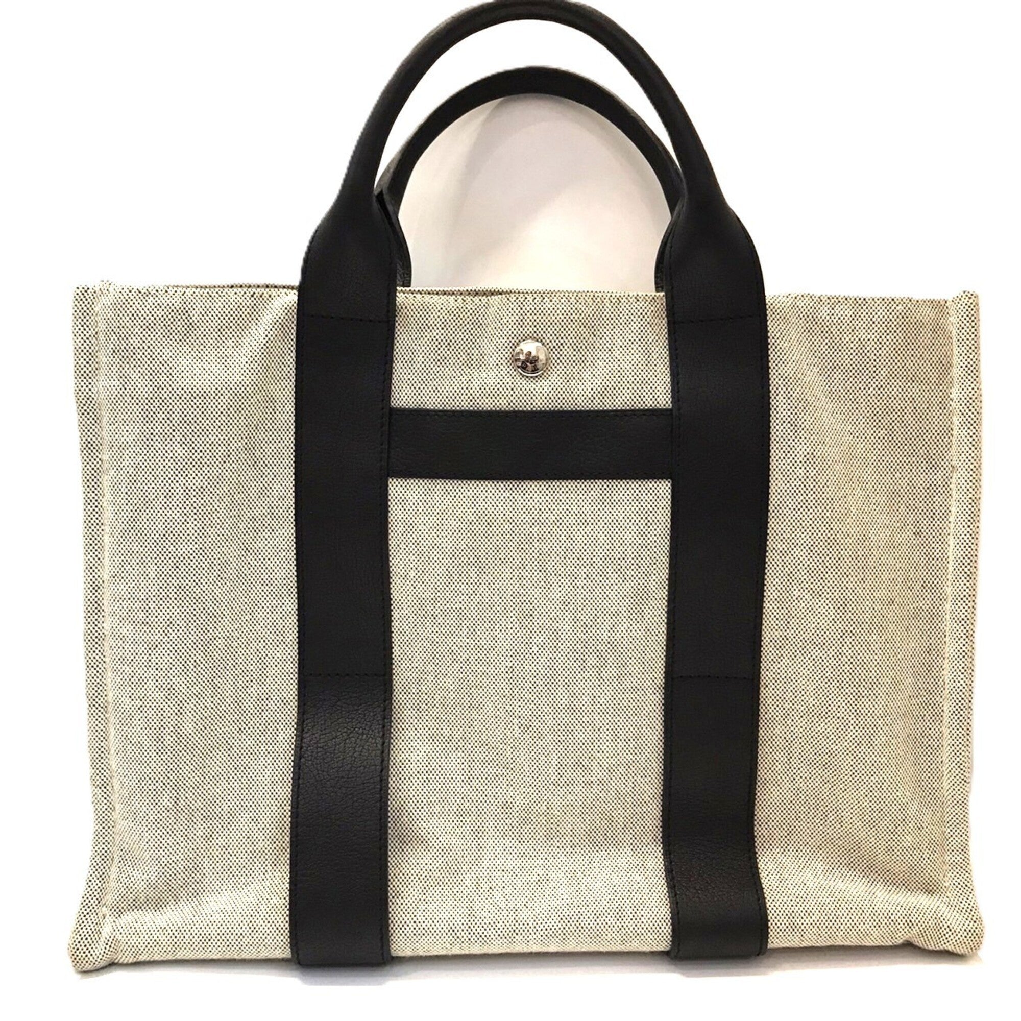 Hermes Negonda Leather Toile H Handbag (Pre-Owned)