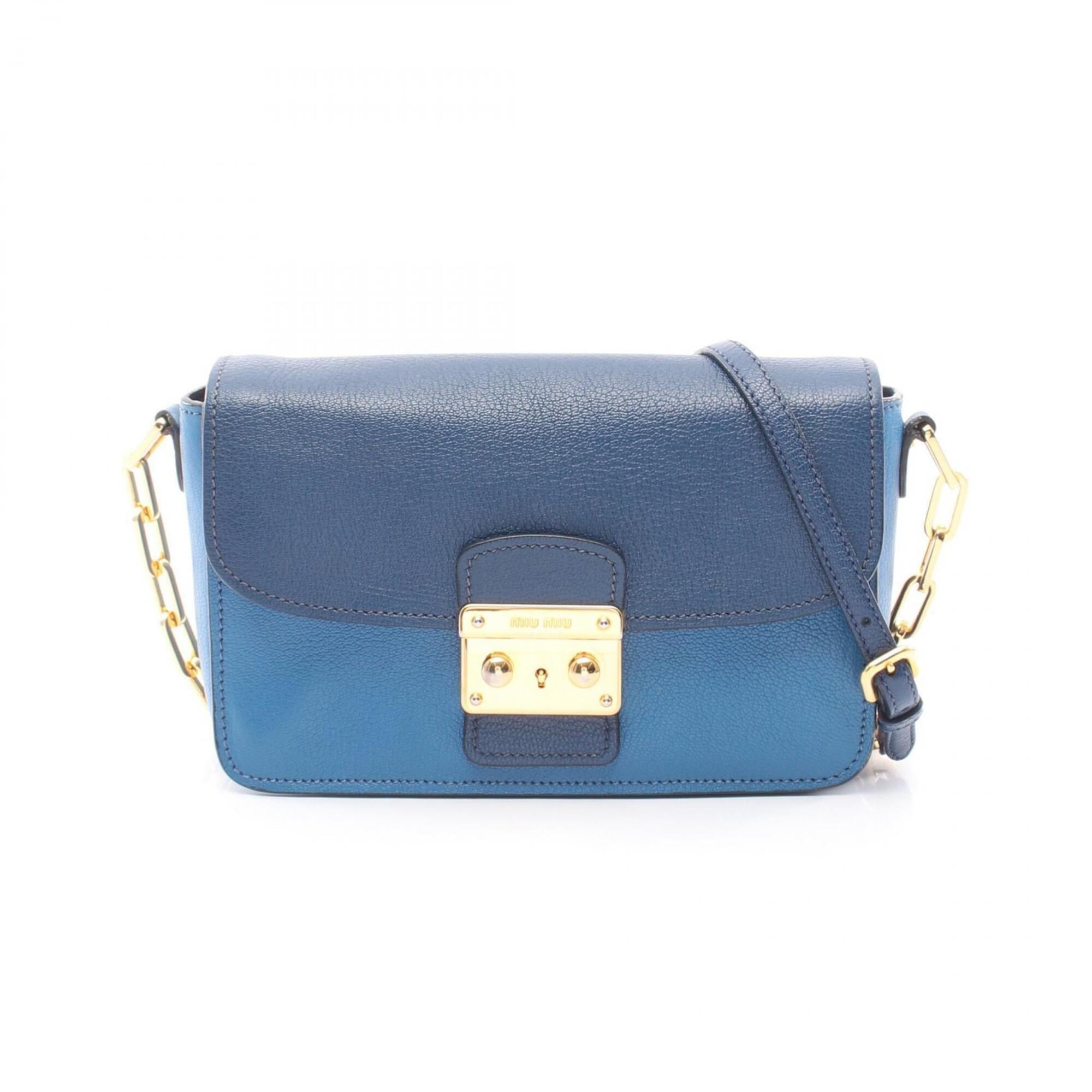 Miu Miu Blue Navy Leather Handbag Shoulder Bag (Pre-Owned)