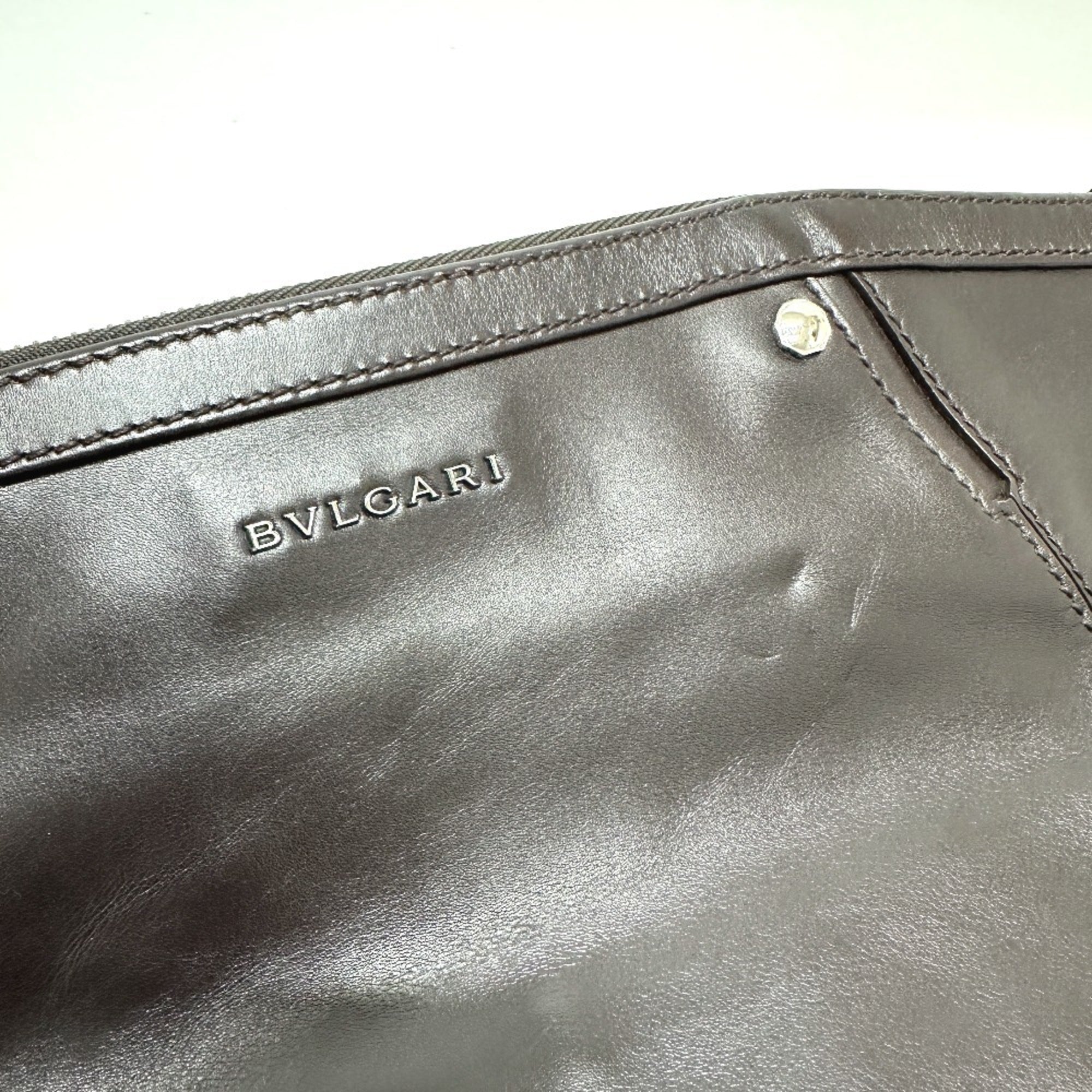 Bvlgari Brown Leather Clutch Bag (Pre-Owned)