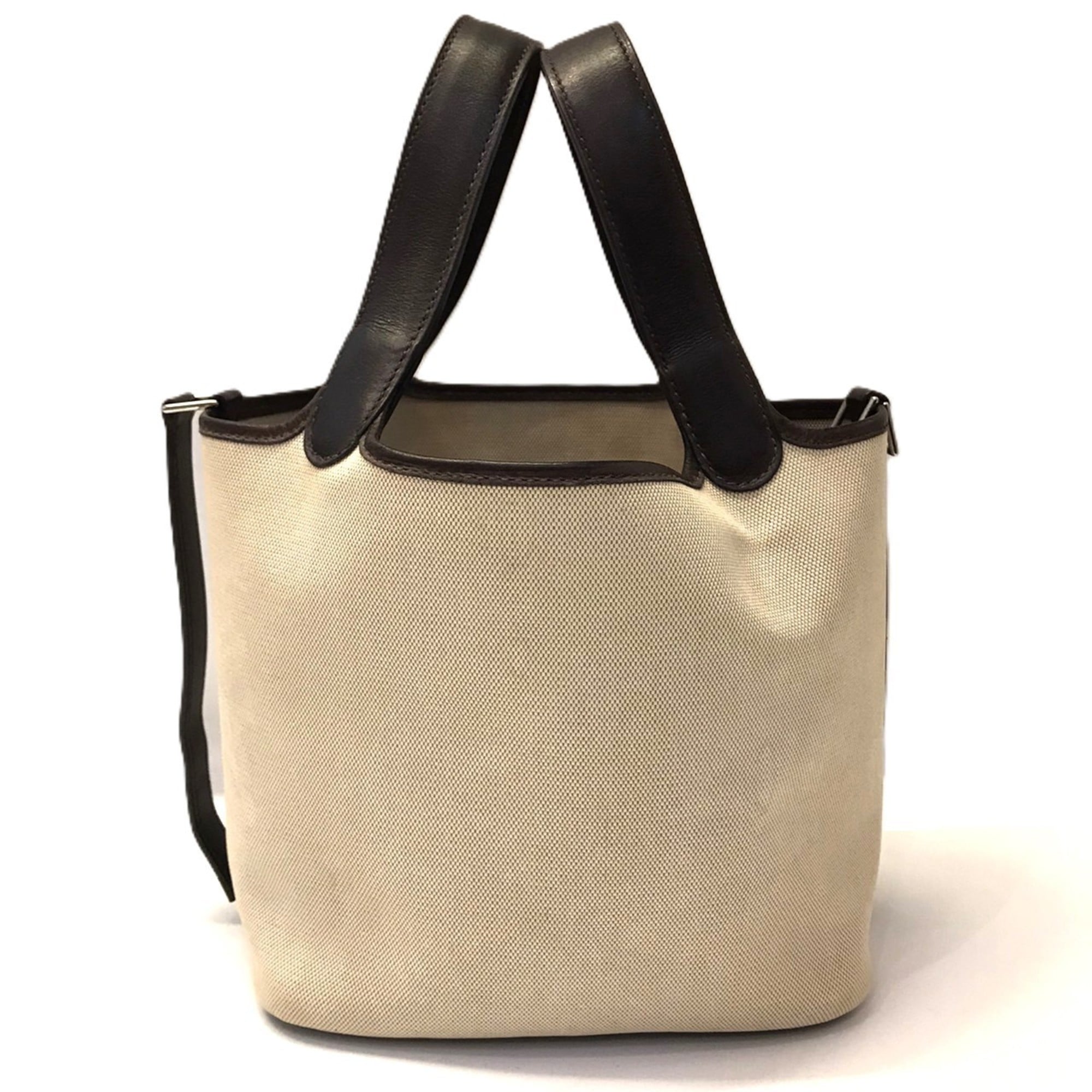 Hermes Picotin Toile H Leather Canvas Handbag (Pre-Owned)