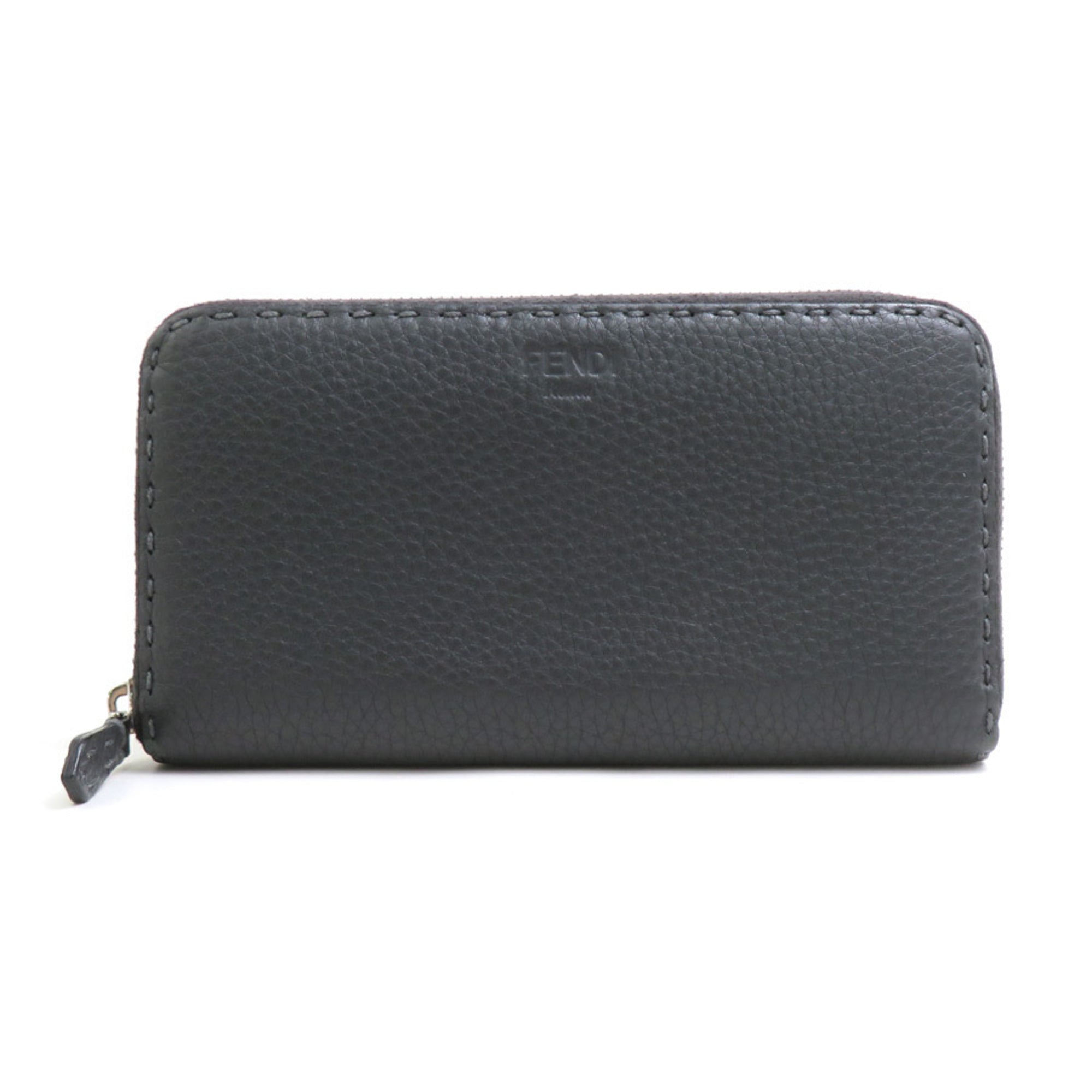 Fendi Gray Leather Long Wallet (Bi-Fold) (Pre-Owned)