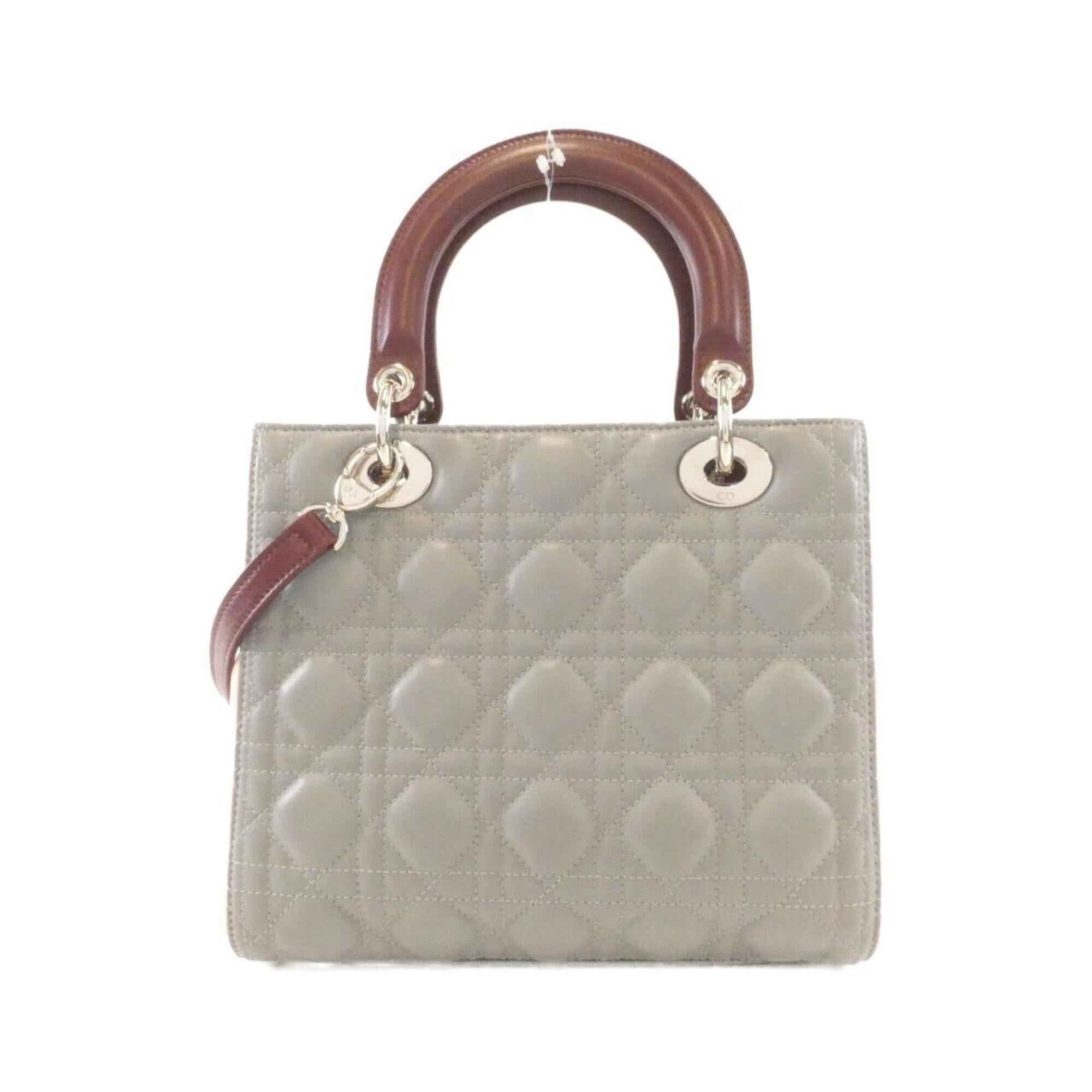 Christian Dior Bordeaux Gray Pink Leather Handbag (Pre-Owned)