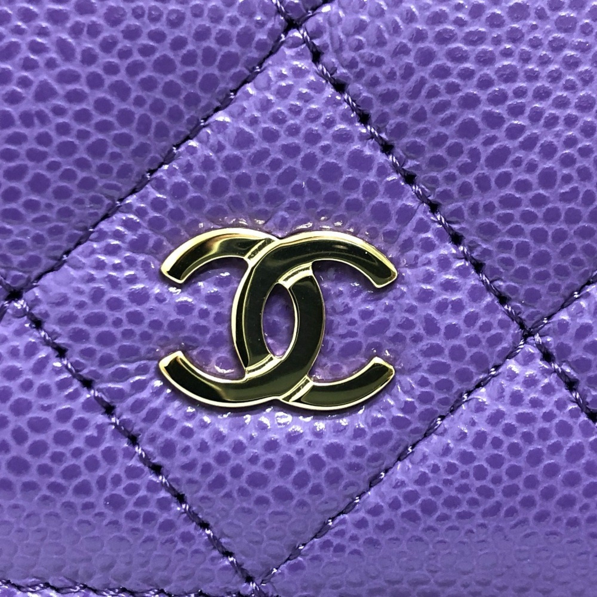 Chanel Matelasse Purple Caviar Leather Shoulder Bag (Pre-Owned)