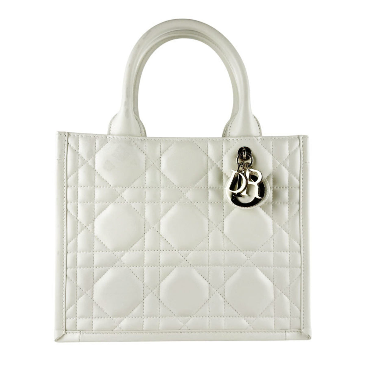 Christian Dior White Leather Handbag Shoulder Bag Tote Bag (Pre-Owned)