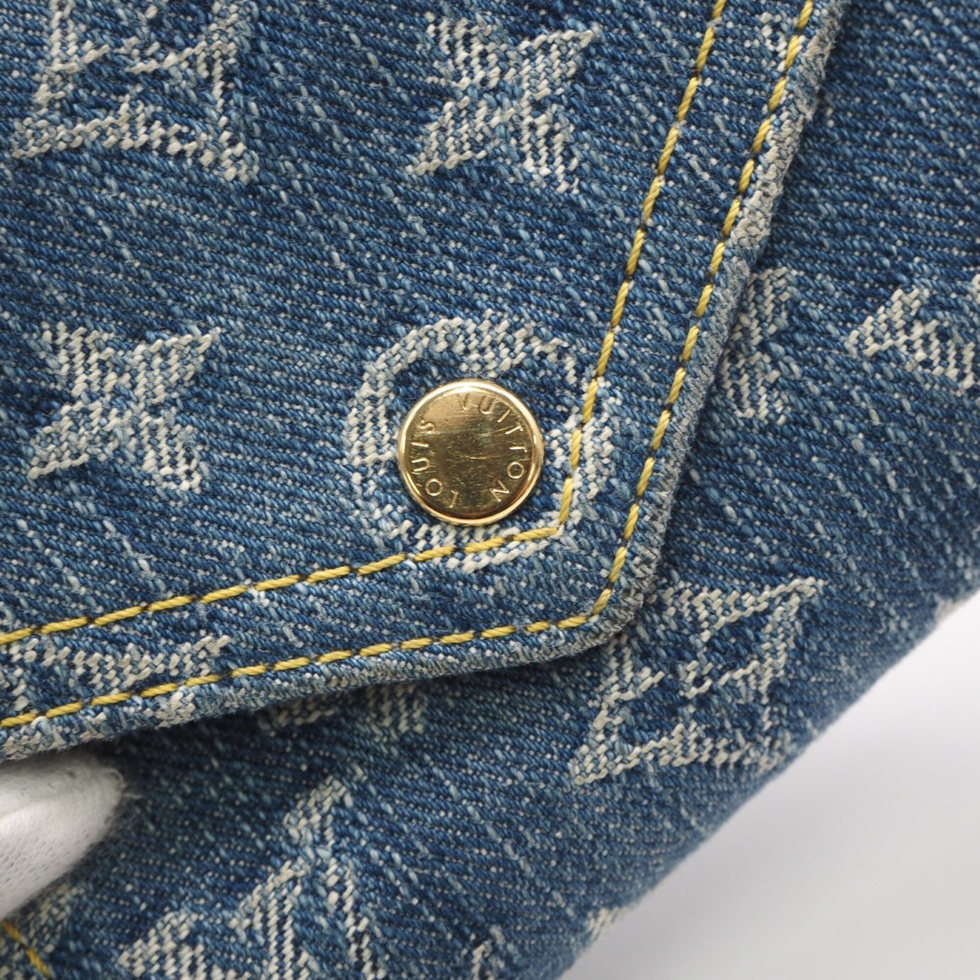 Louis Vuitton Monogram Denim Blue Denim Leather Wallet (Tri-Fold) (Pre-Owned)
