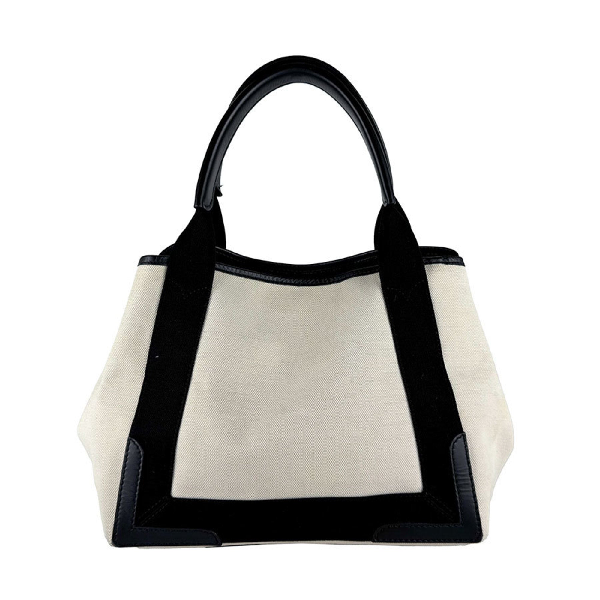 Balenciaga Black Ivory Canvas Leather Handbag (Pre-Owned)