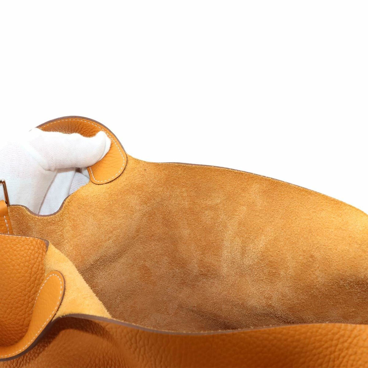 Hermes Moutarde Taurillon Clemence Leather Handbag (Pre-Owned)