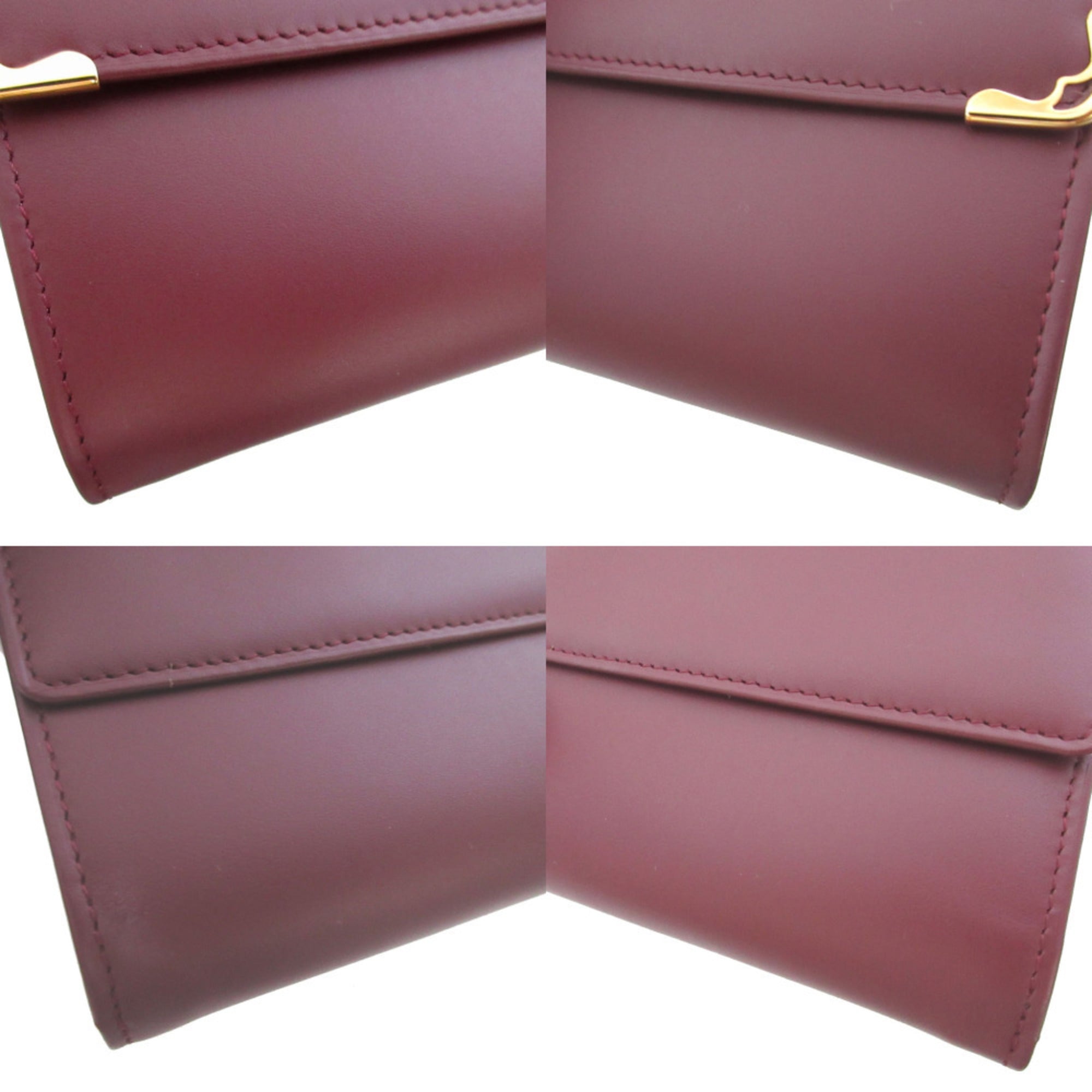 Cartier Bordeaux Red Color Leather Wallet (Tri-Fold) (Pre-Owned)