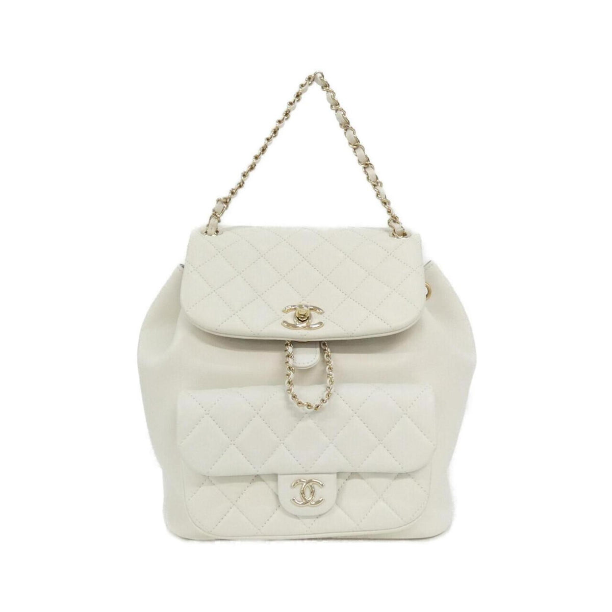 Chanel White Leather Backpack (Pre-Owned)