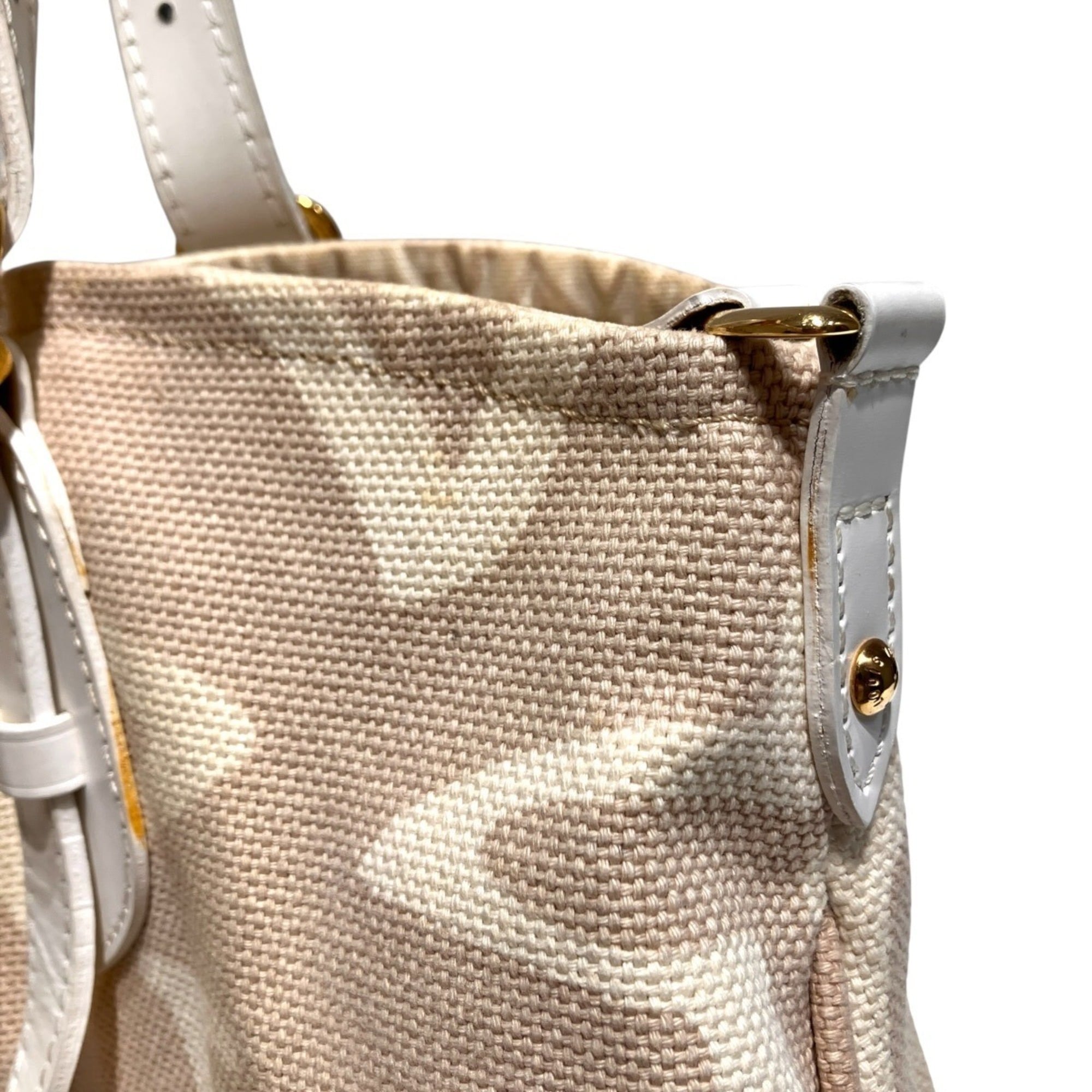 Louis Vuitton Beige Canvas Leather Tote Bag (Pre-Owned)