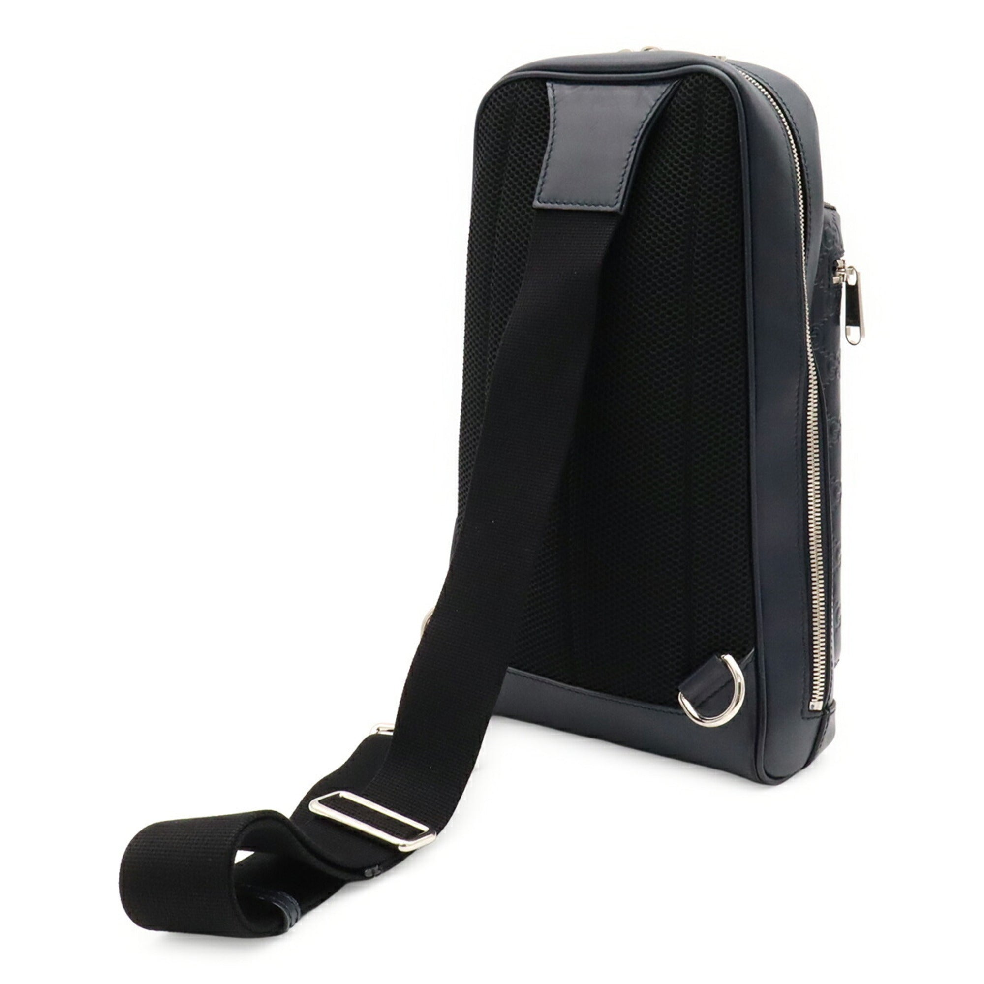 Gucci Navy Leather Shoulder Bag Sling Bag (Pre-Owned)