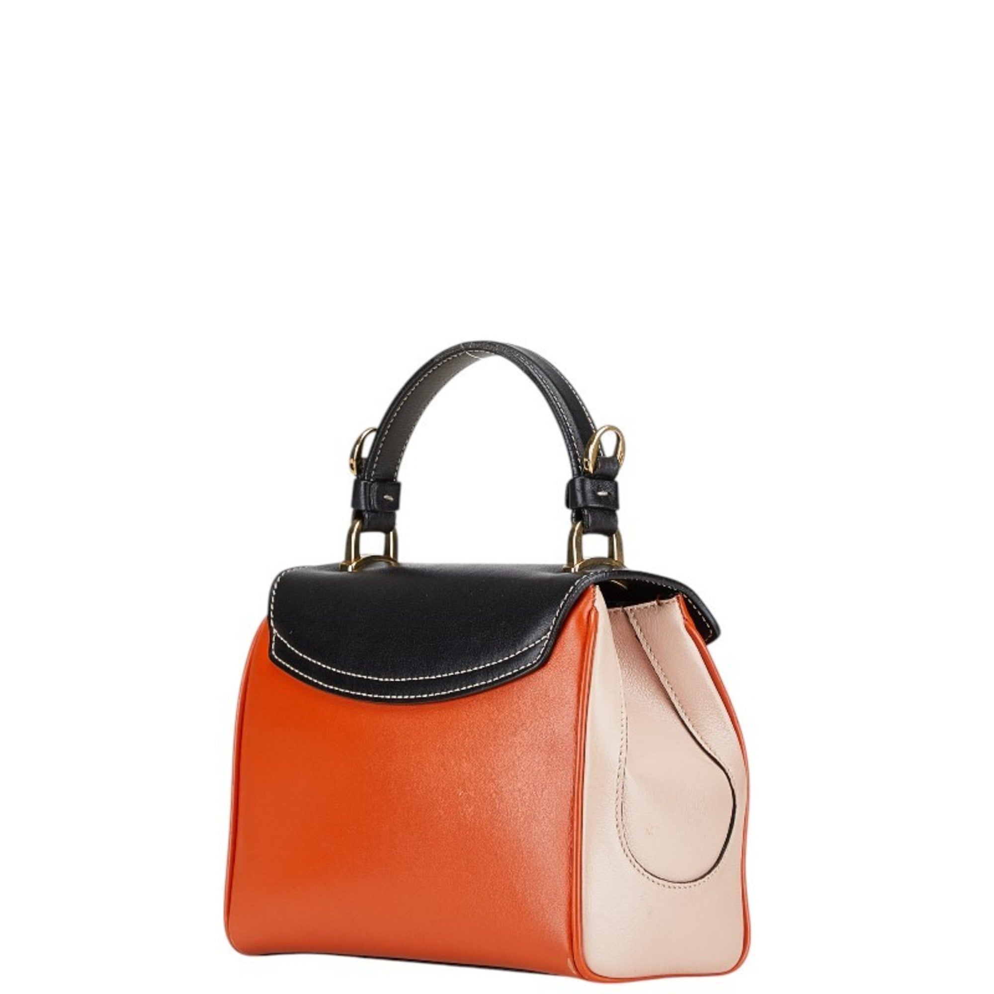 Tod's Beige Black Orange Leather Handbag Shoulder Bag (Pre-Owned)
