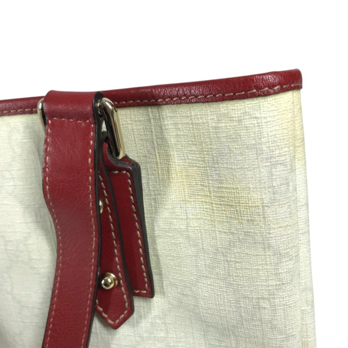 Gucci Red Color White Gg Supreme Leather Shoulder Bag Tote Bag (Pre-Owned)