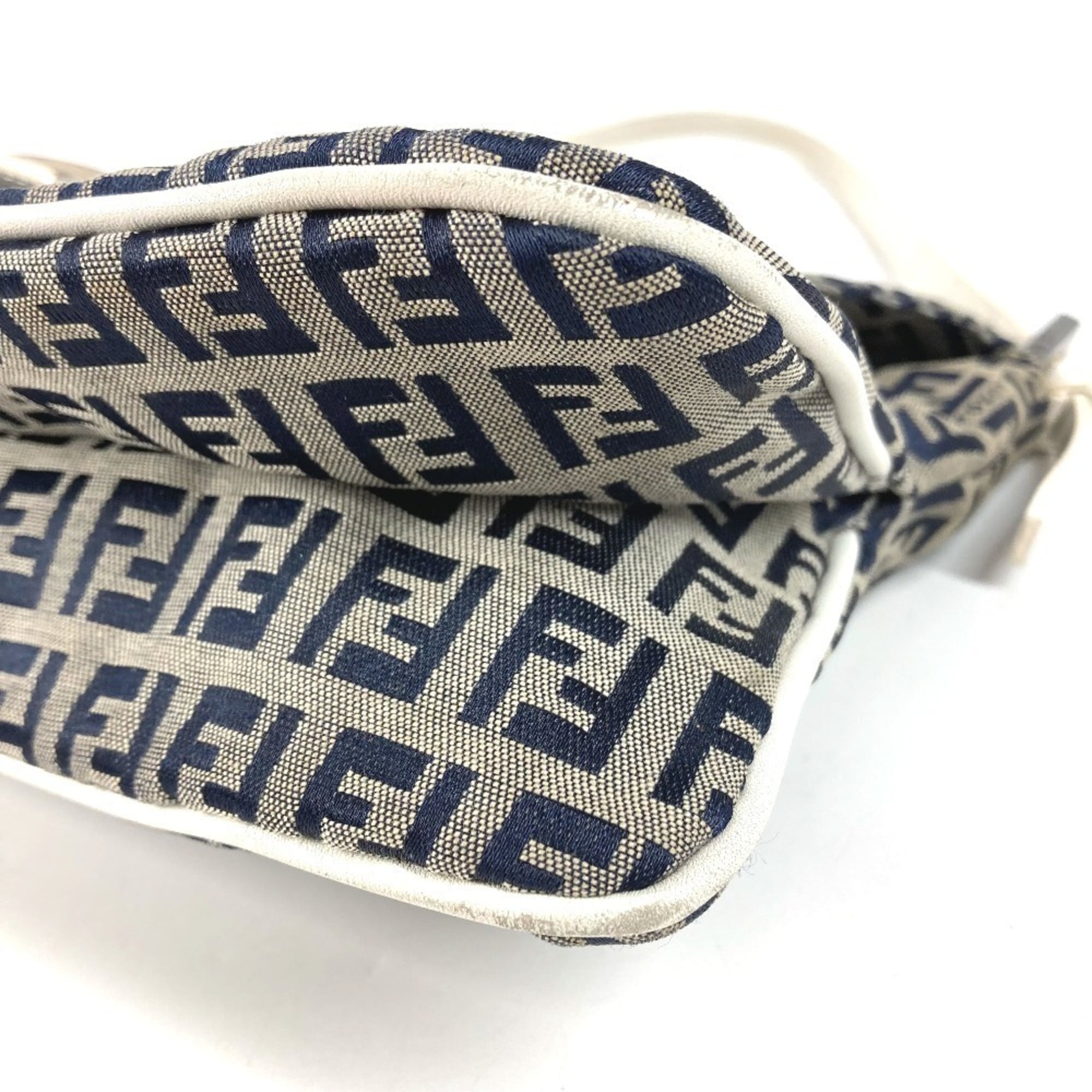 Fendi Navy White Zucchino Handbag Shoulder Bag (Pre-Owned)