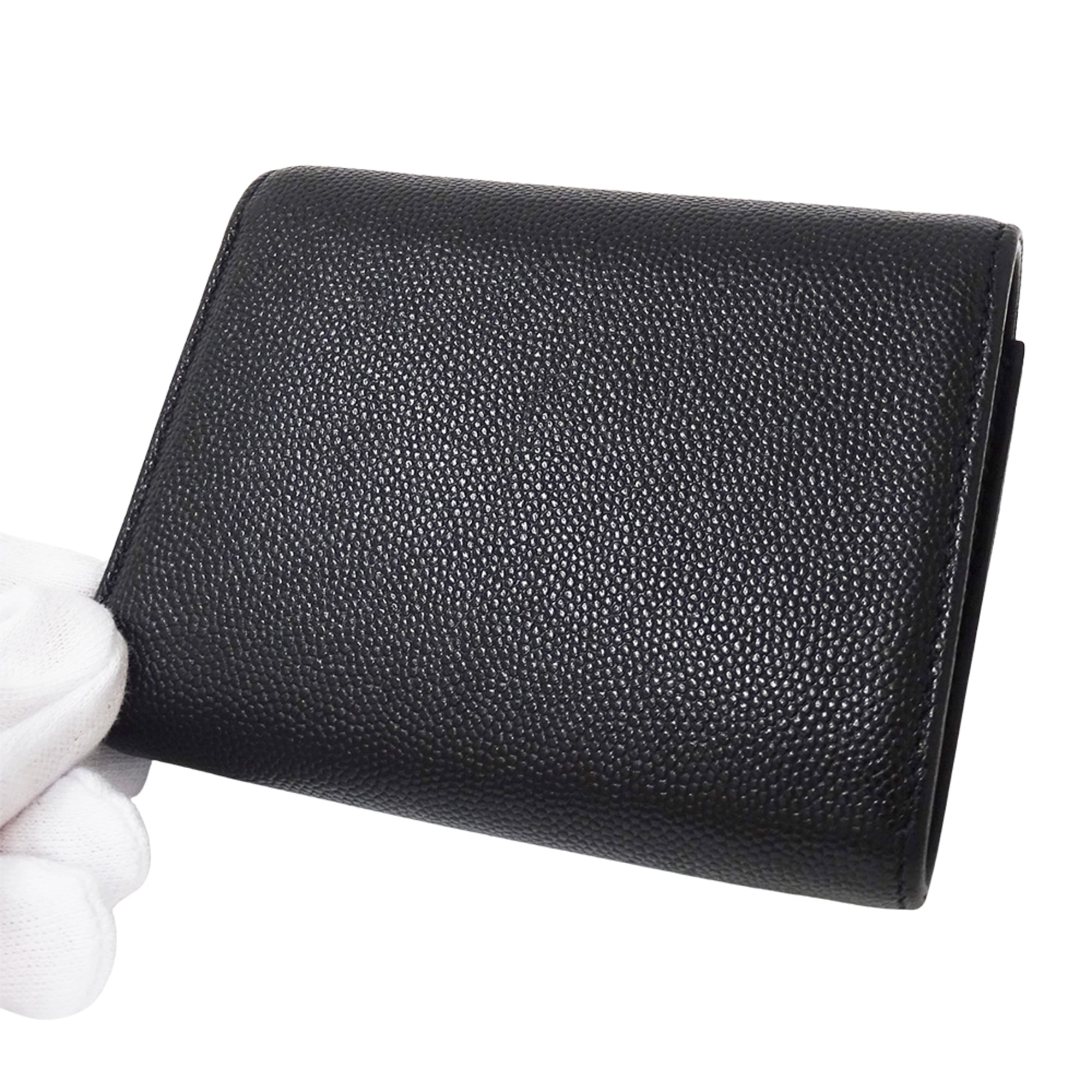 Chanel Black Grained Calfskin Wallet (Tri-Fold) (Pre-Owned)