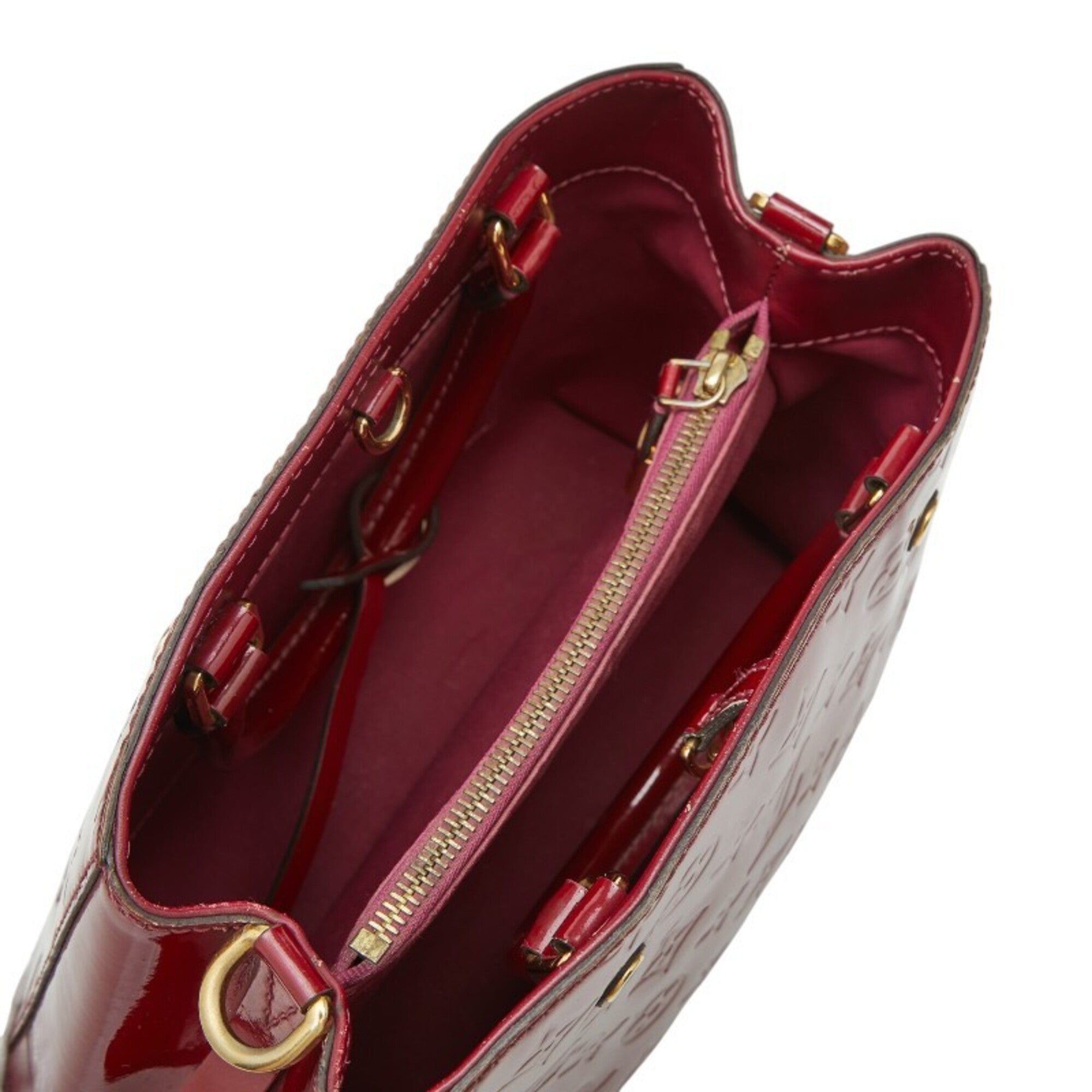 Louis Vuitton Indian Rose Red Color Patent Leather Handbag Shoulder Bag (Pre-Owned)