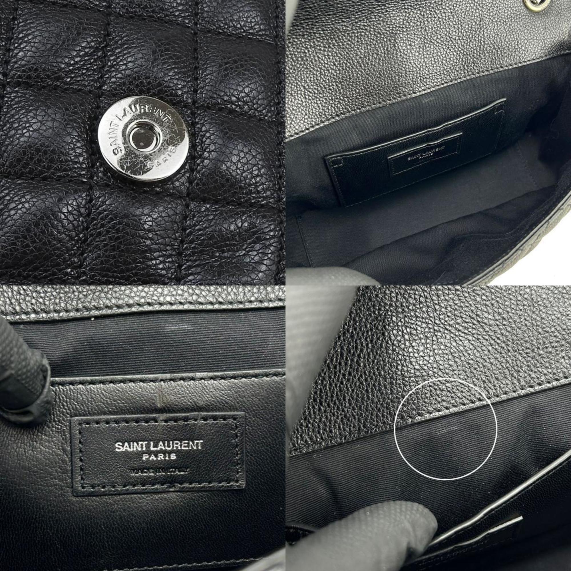 Saint Laurent Black Ivory Leather Shoulder Bag (Pre-Owned)