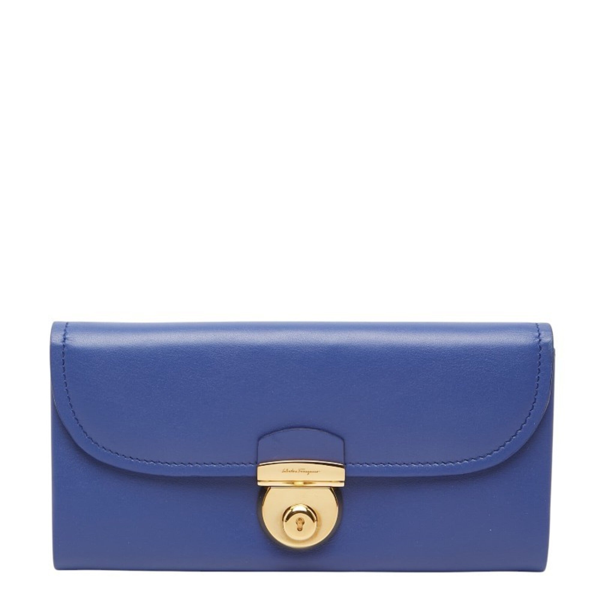 Salvatore Ferragamo Light Blue Leather Long Wallet (Bi-Fold) (Pre-Owned)