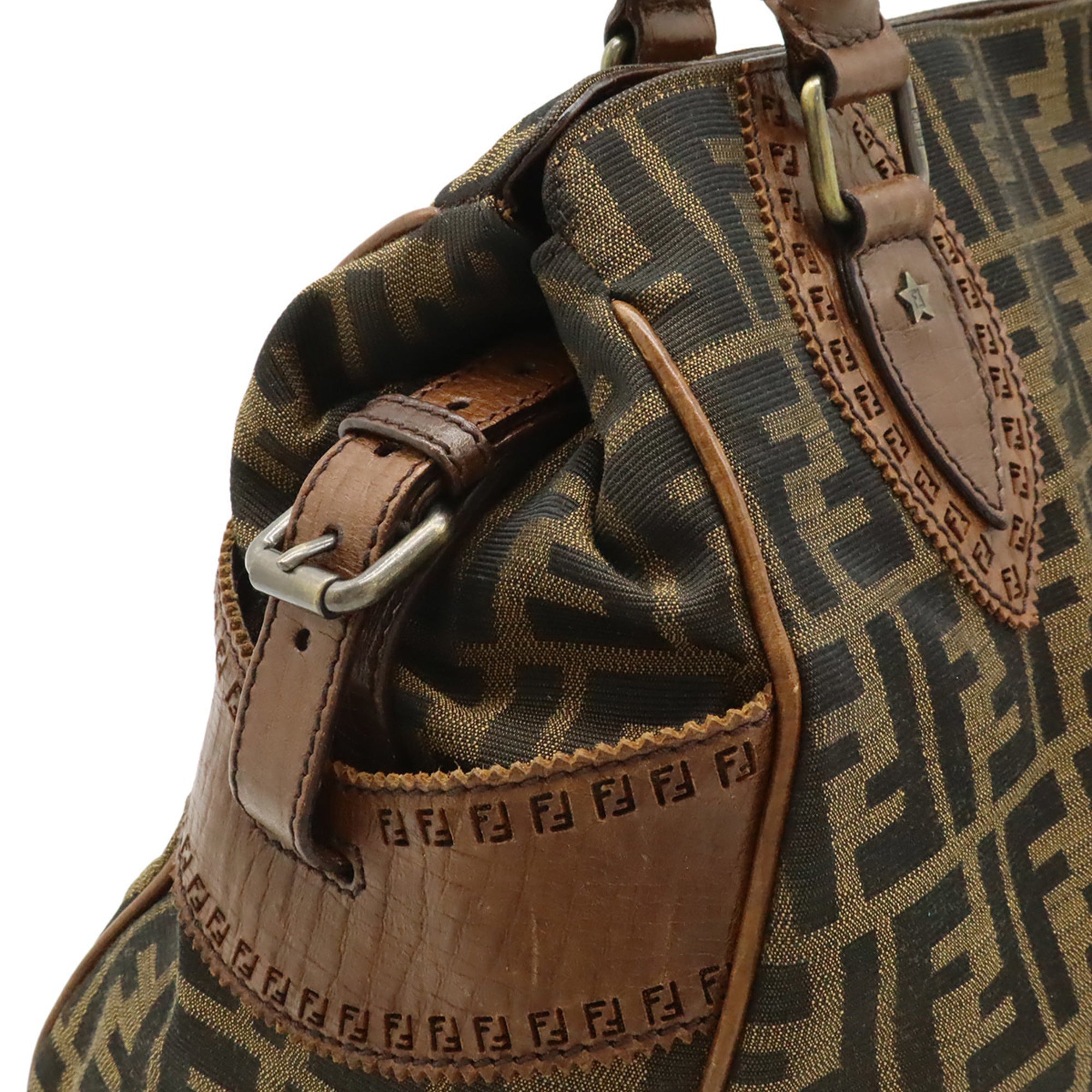 Fendi Dark Brown Khaki Brown Zucca Shoulder Bag Tote Bag (Pre-Owned)