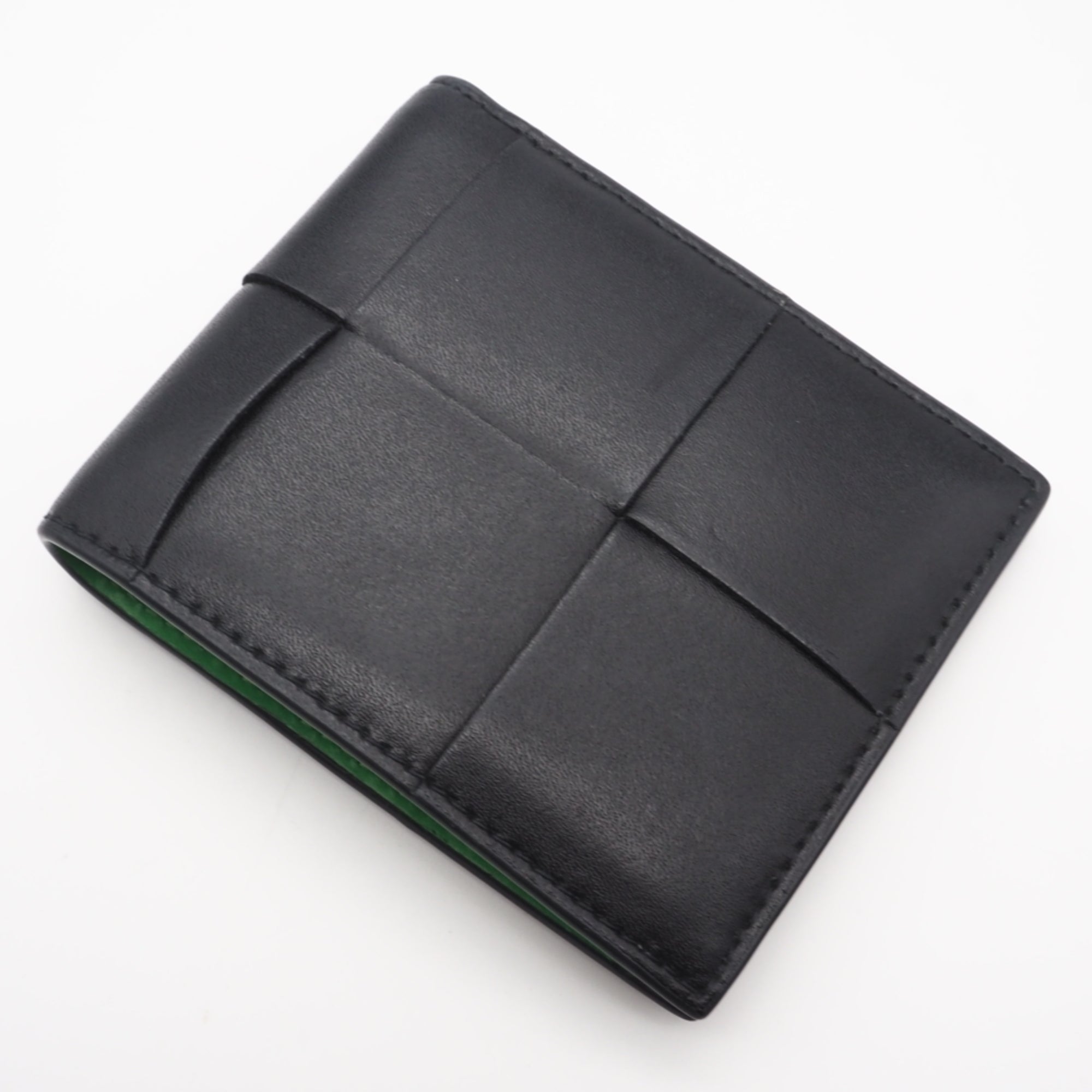 Bottega Veneta Black Green Leather Wallet (Bi-Fold) (Pre-Owned)