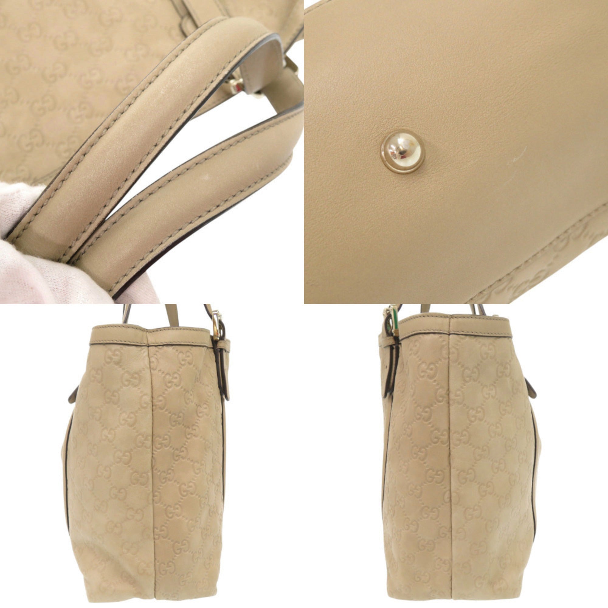 Gucci Beige Leather Handbag Tote Bag (Pre-Owned)