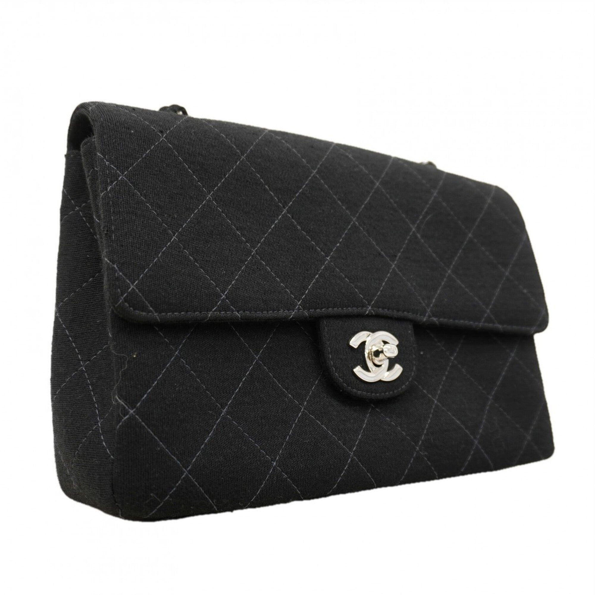 Chanel Black Cotton Shoulder Bag (Pre-Owned)