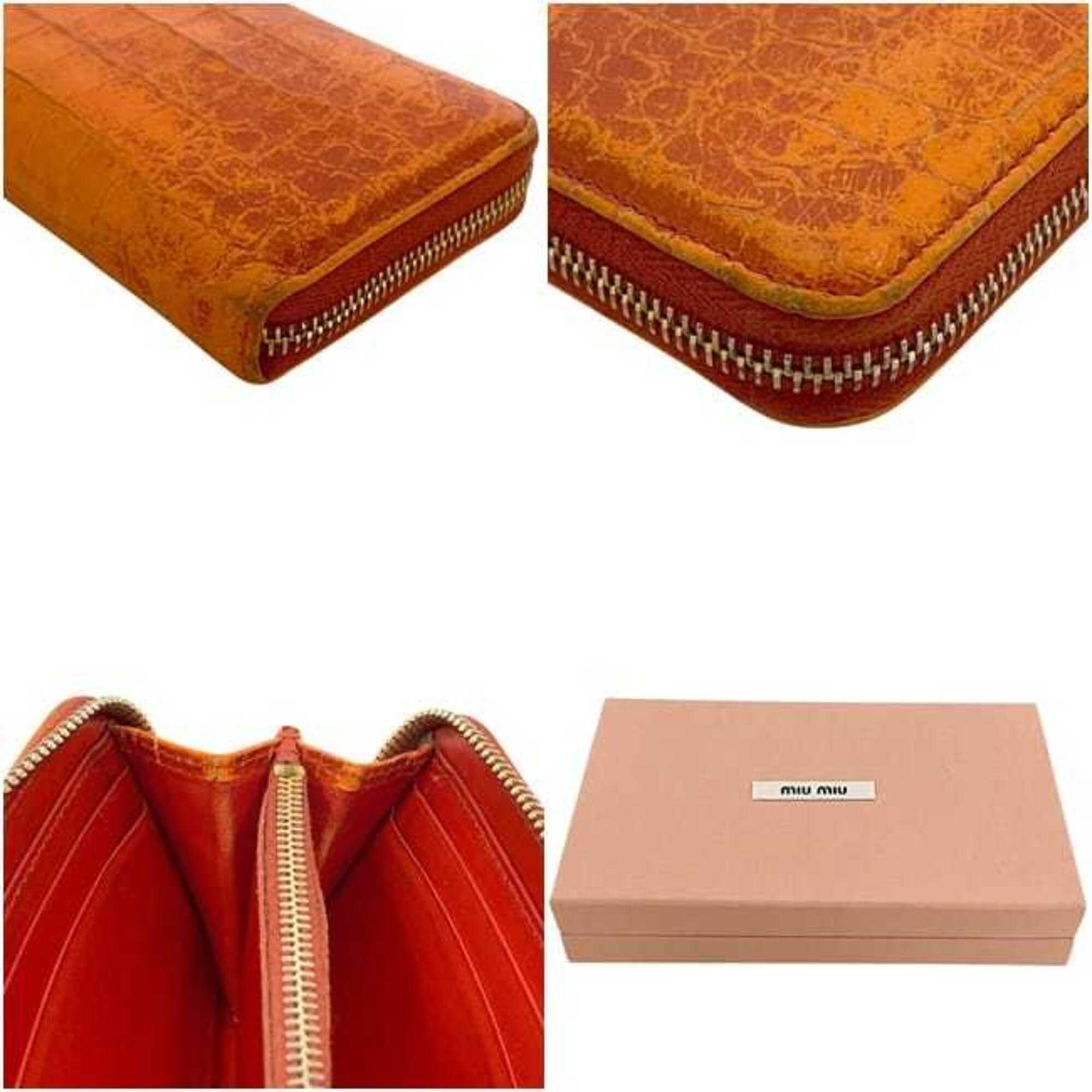 Miu Miu Orange Leather Long Wallet (Bi-Fold) (Pre-Owned)