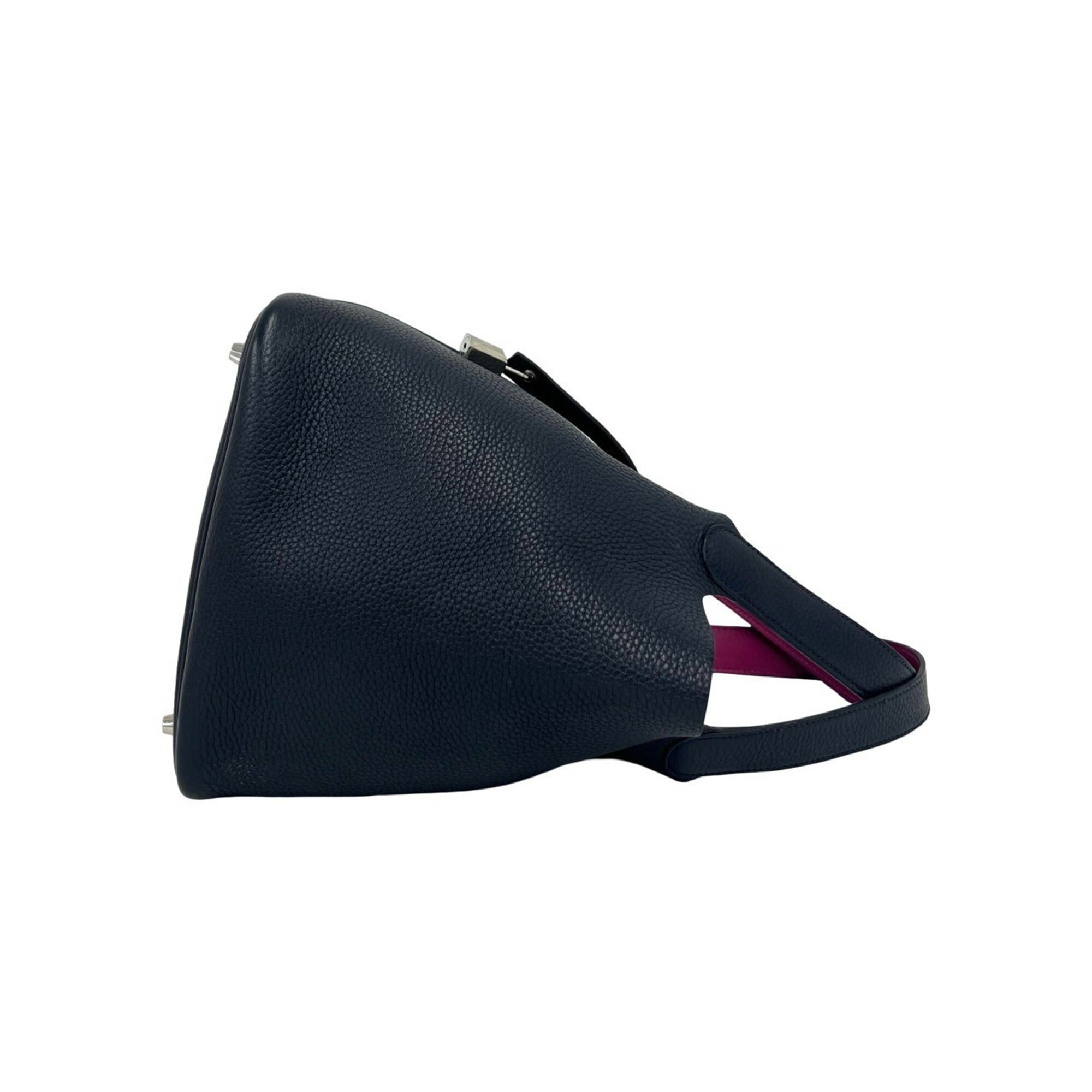 Hermes Navy Taurillon Clemence Leather Handbag Tote Bag (Pre-Owned)