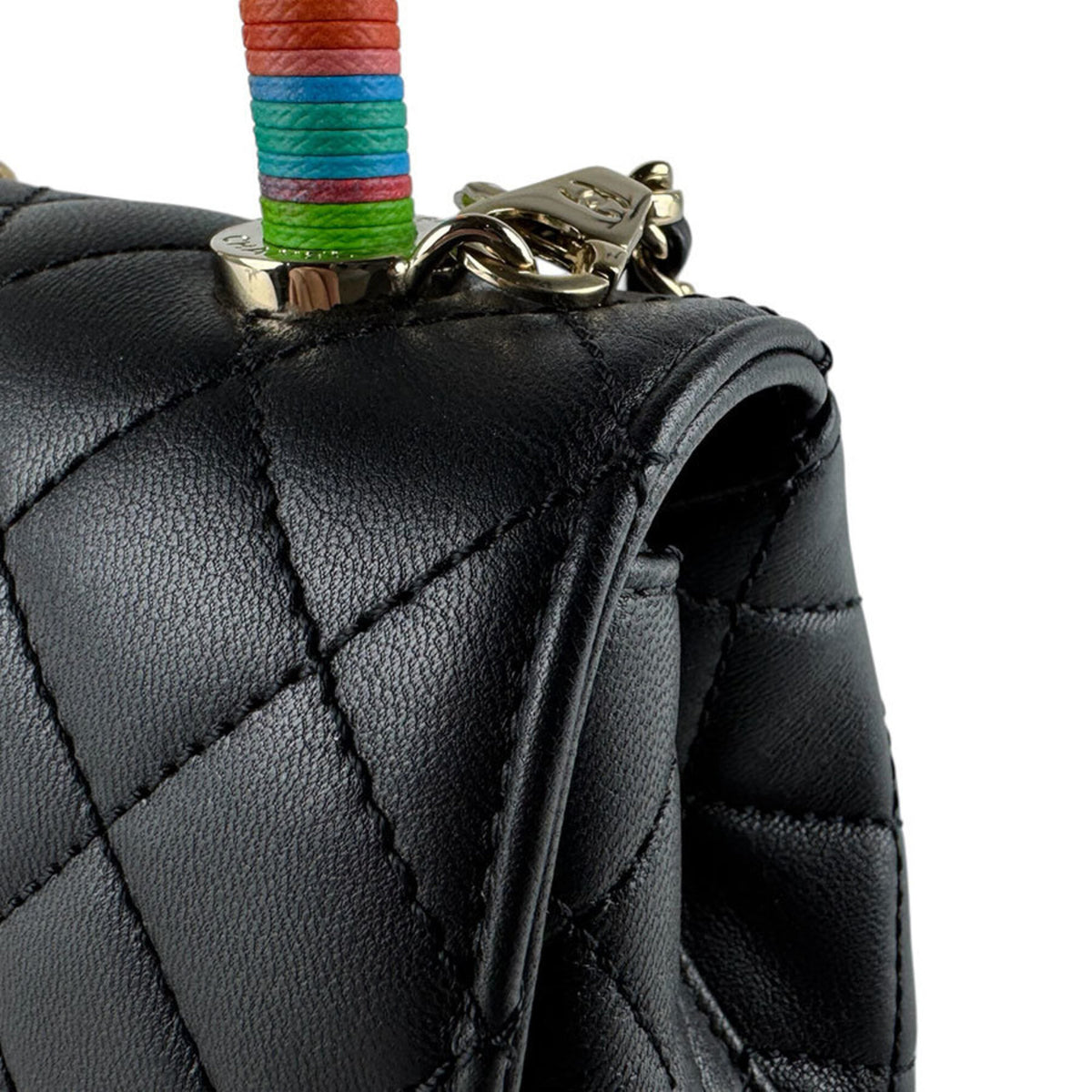 Chanel Black Multi-Color Leather Handbag Shoulder Bag (Pre-Owned)