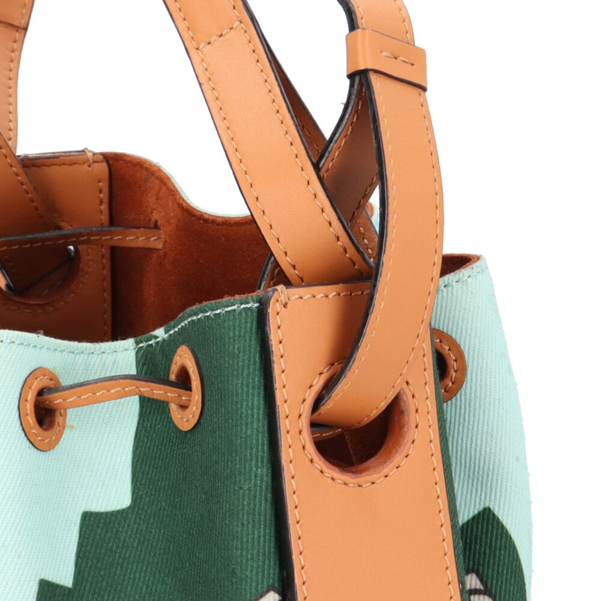 Loewe Blue Brown Canvas Leather Shoulder Bag (Pre-Owned)