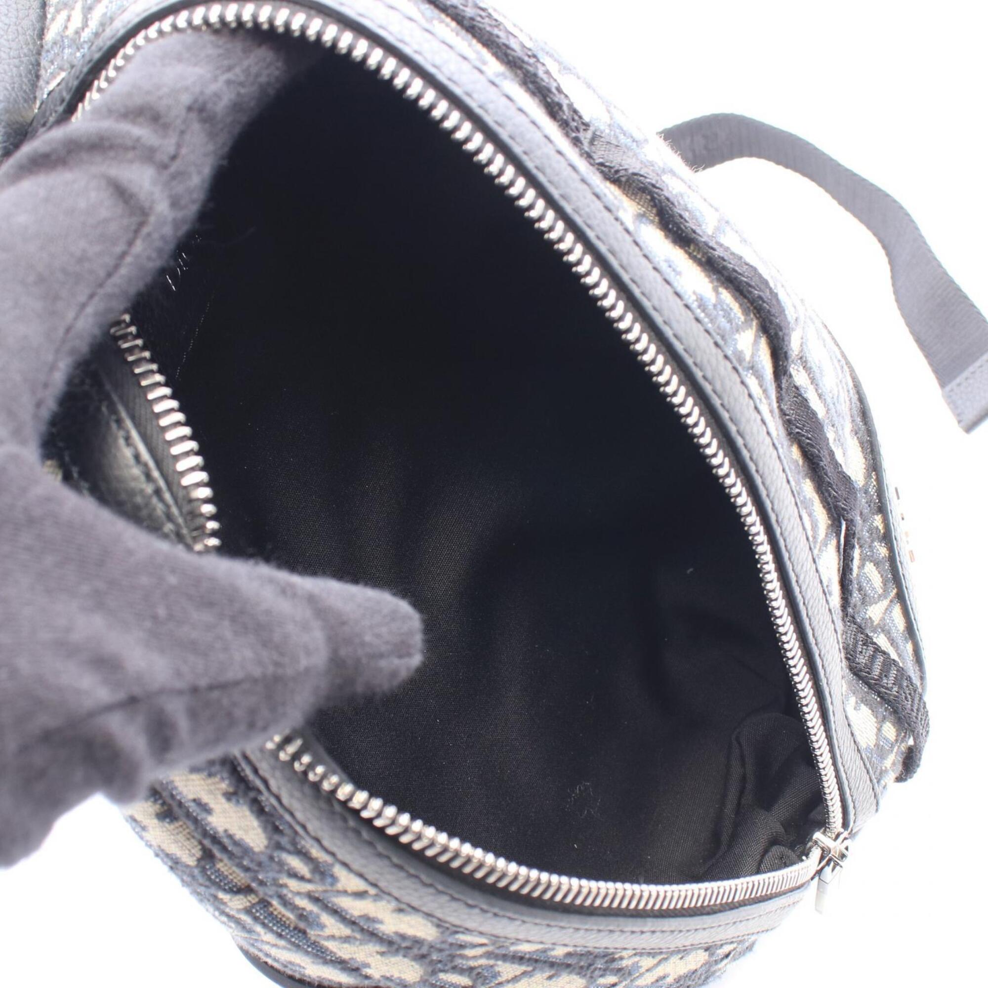 Christian Dior Beige Navy Canvas Leather Fanny Pack Sling Bag (Pre-Owned)