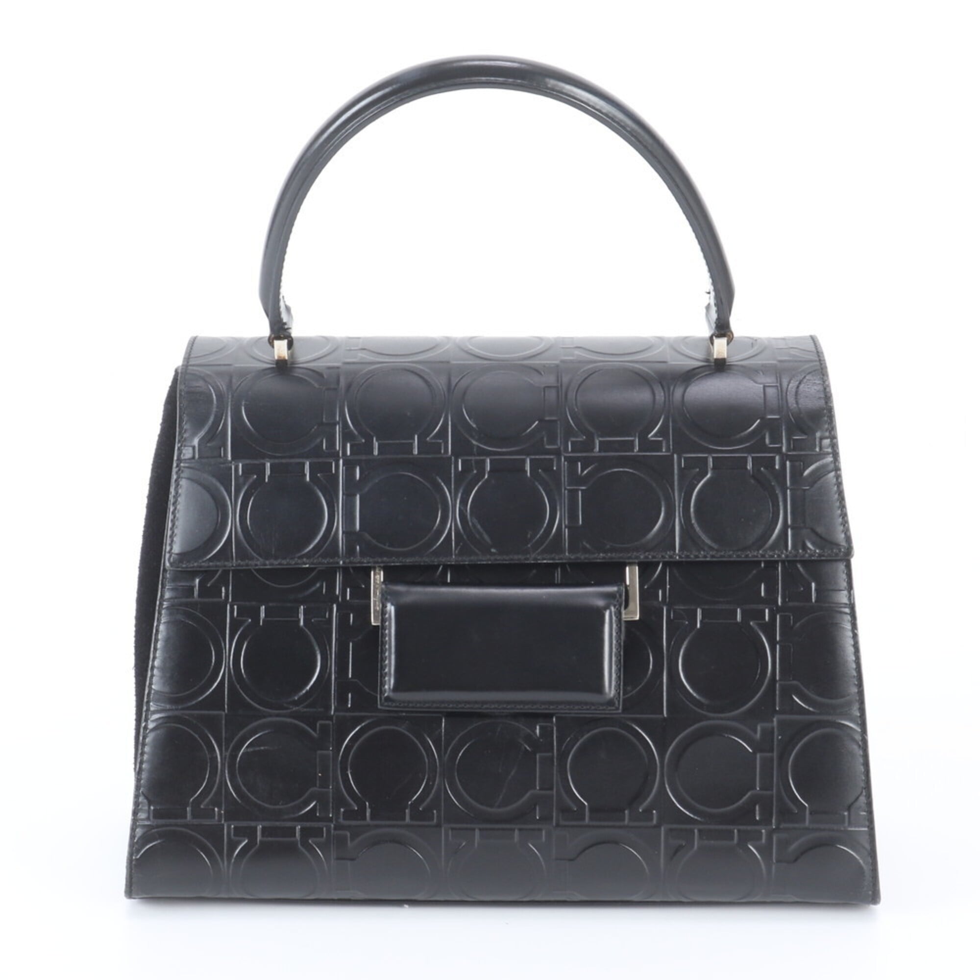 Salvatore Ferragamo Black Leather Handbag Tote Bag (Pre-Owned)