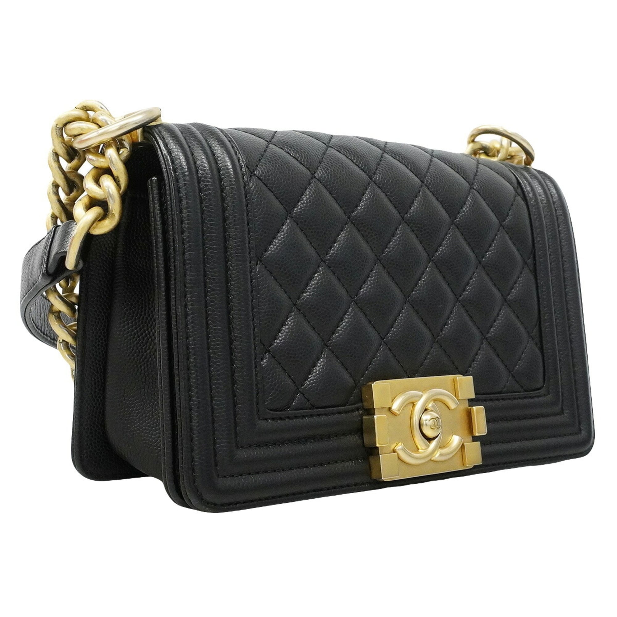 Chanel Black Grained Calfskin Shoulder Bag (Pre-Owned)