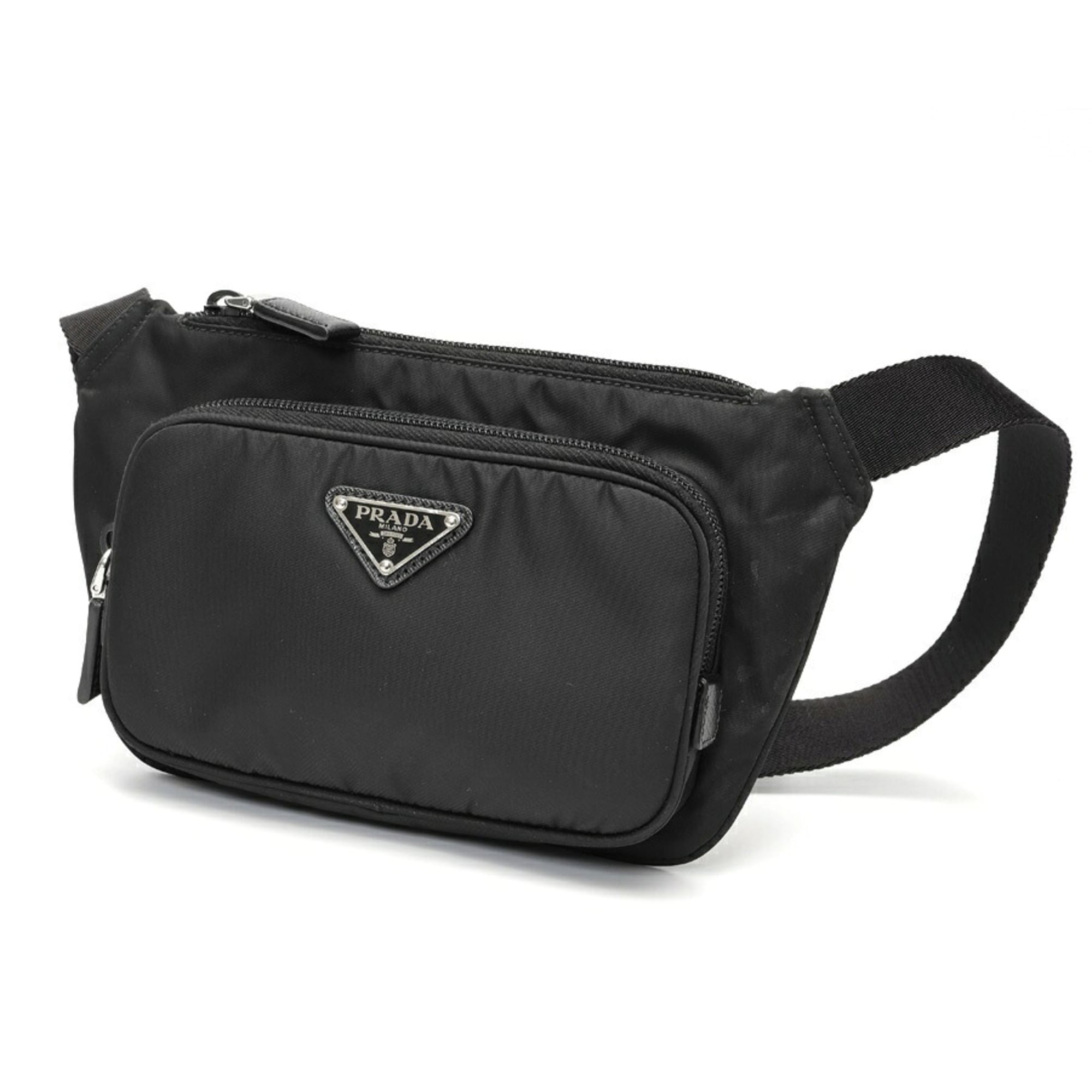 Prada Black Nylon Leather Shoulder Bag Sling Bag (Pre-Owned)