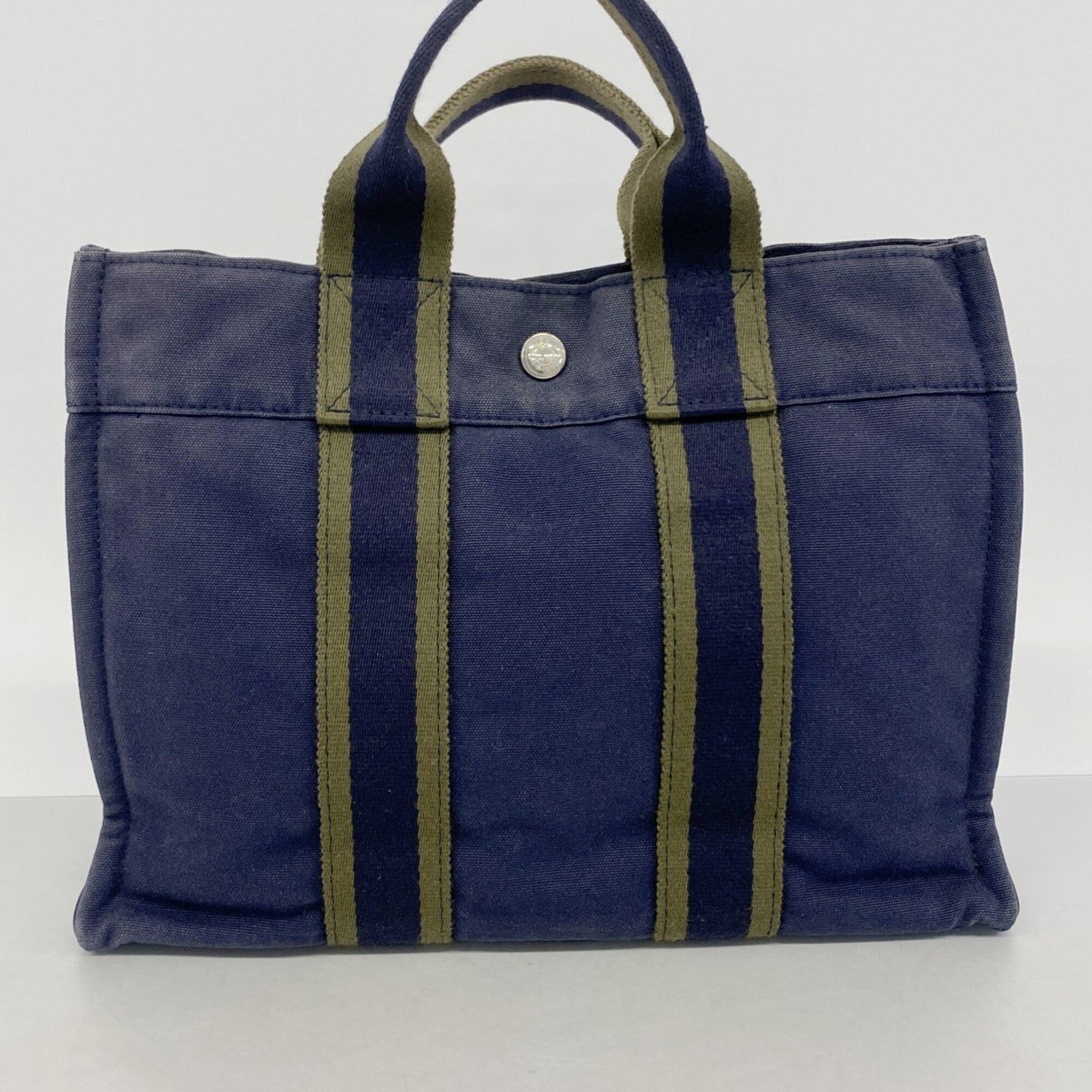 Hermes Navy Canvas Handbag (Pre-Owned)