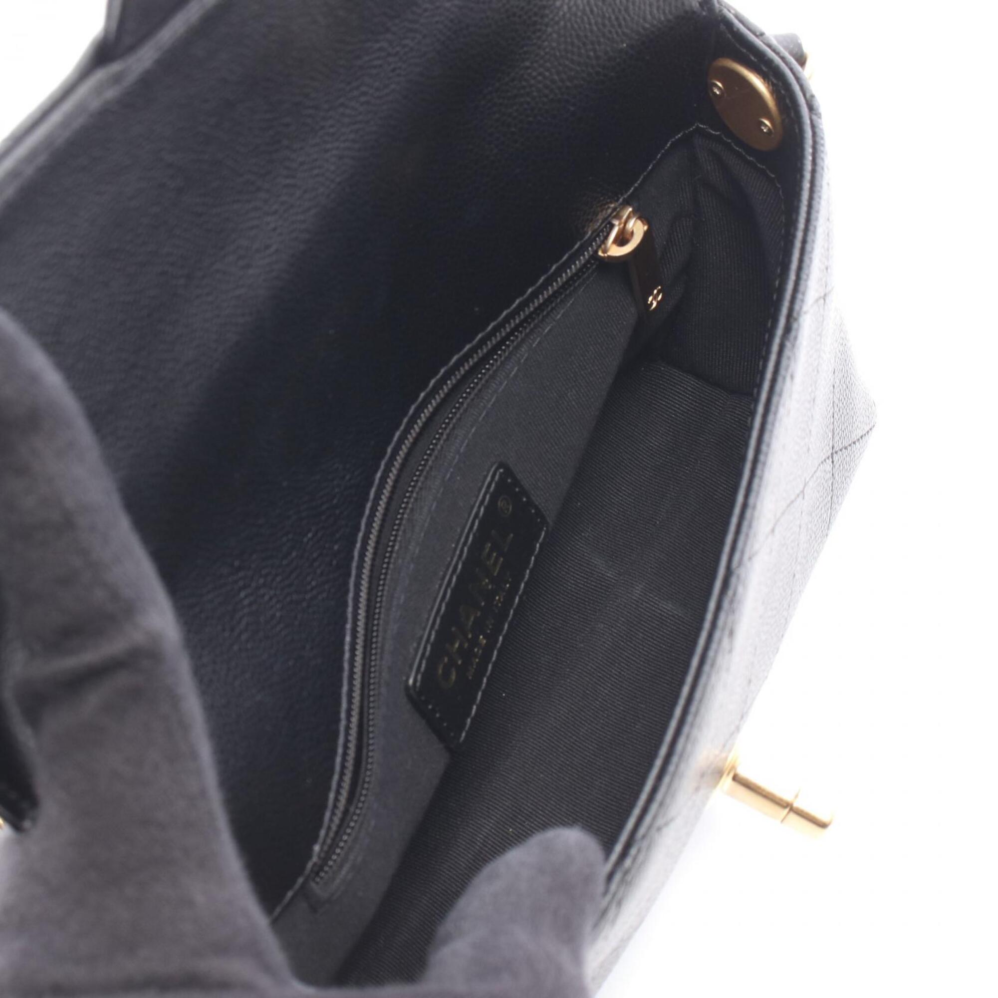 Chanel Black Grained Calfskin Handbag Shoulder Bag (Pre-Owned)