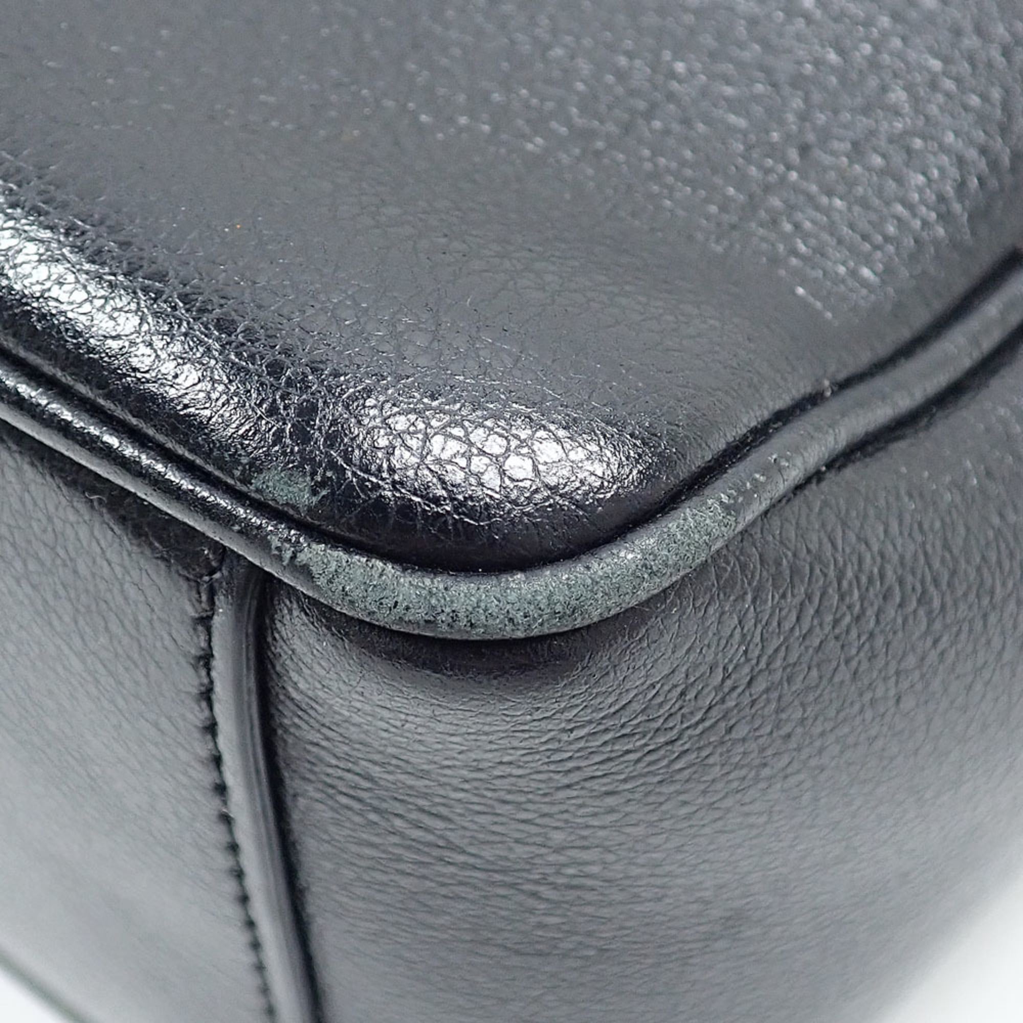 Prada Black Gray Leather Shoulder Bag (Pre-Owned)
