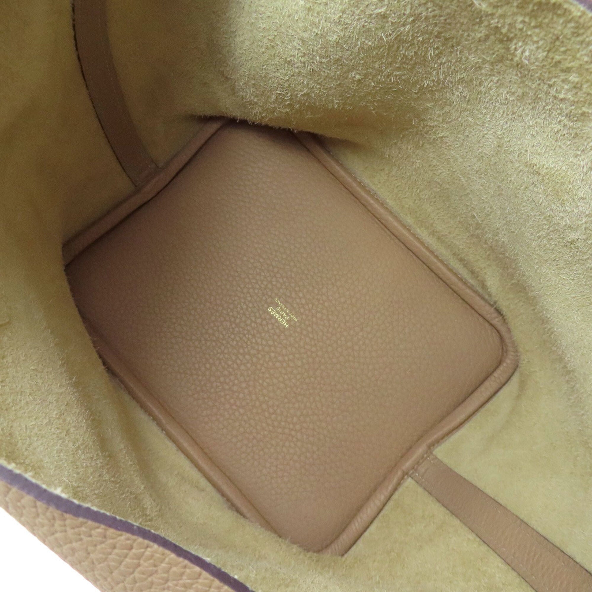 Hermes Beige Brown Taurillon Clemence Leather Handbag (Pre-Owned)