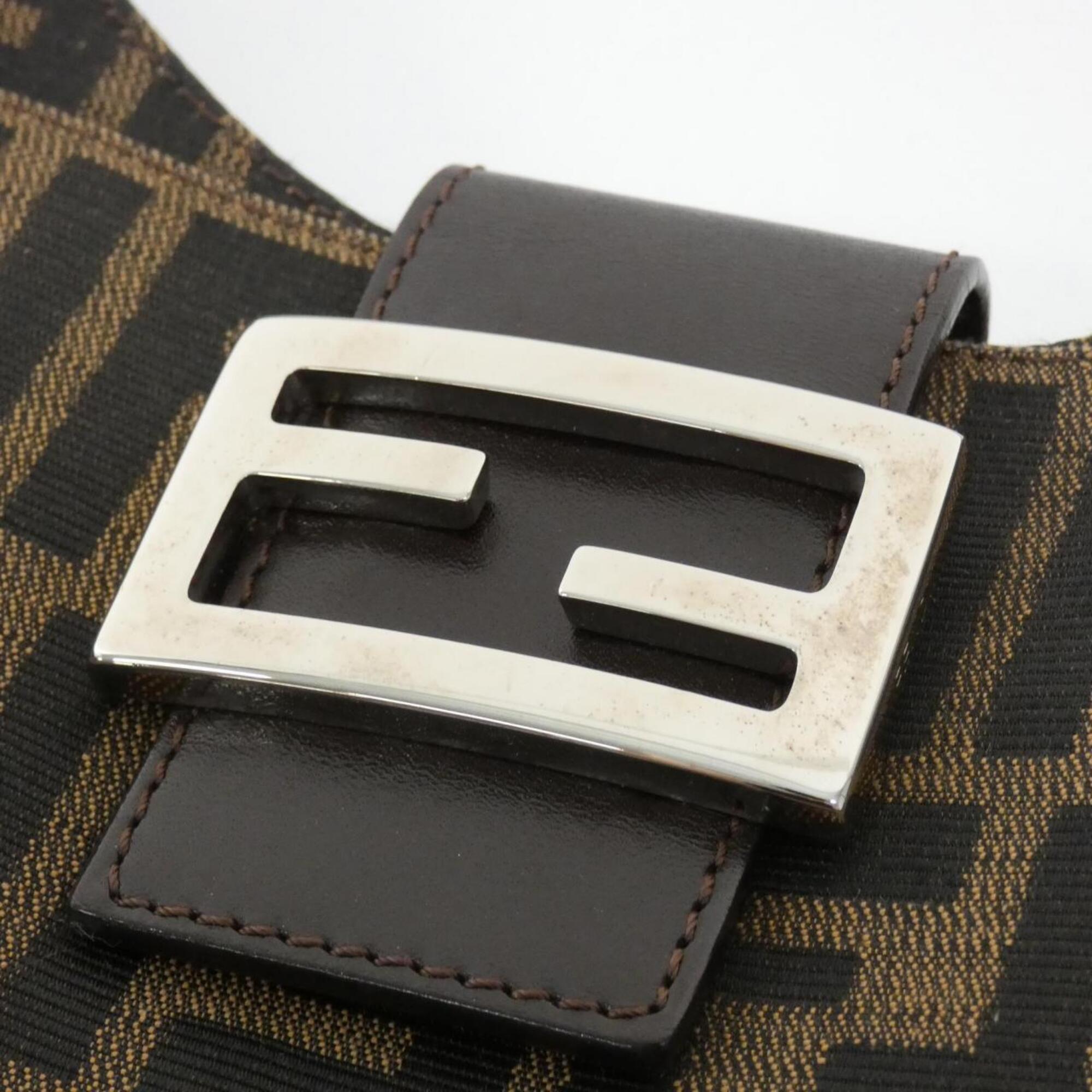 Fendi Silver Canvas Shoulder Bag (Pre-Owned)