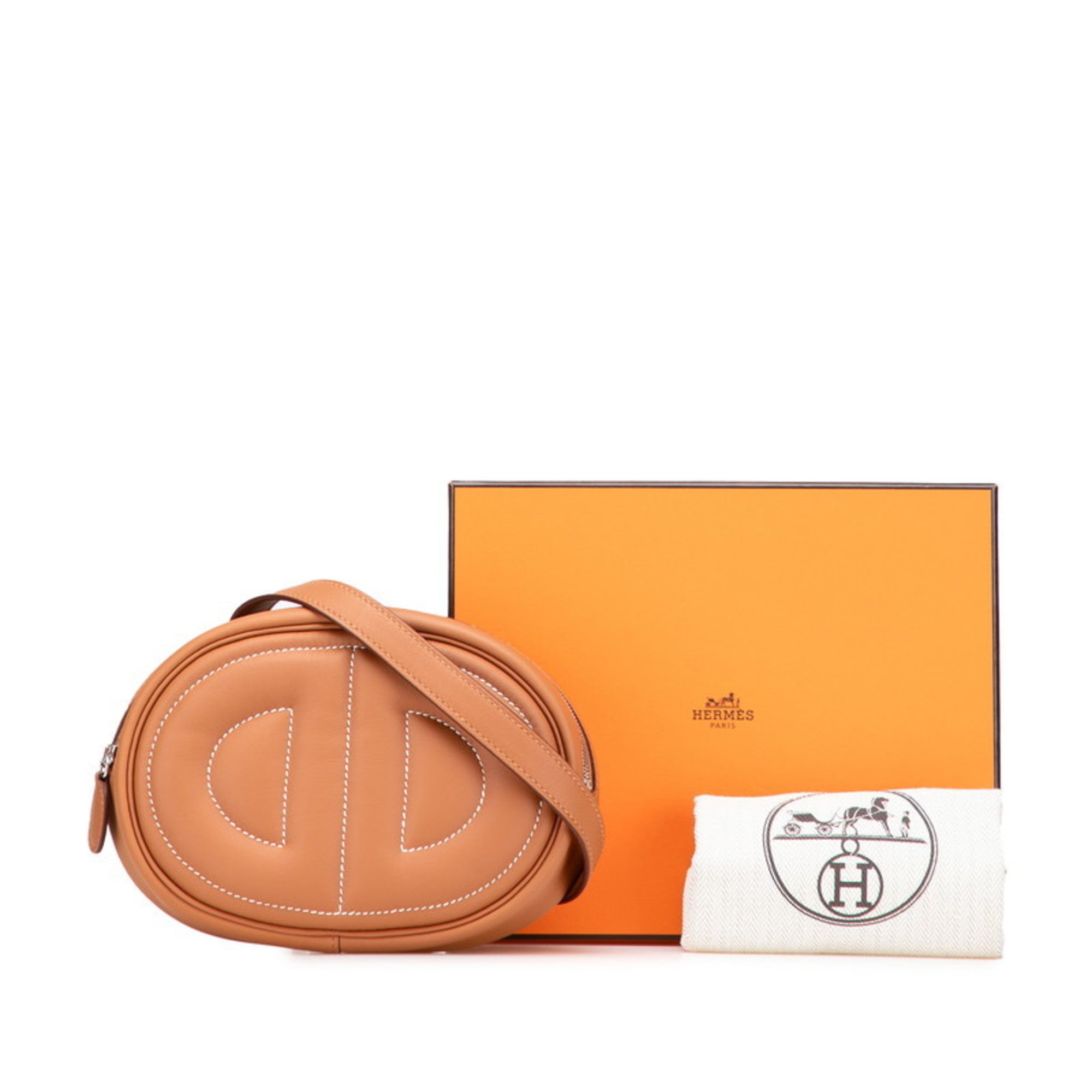 Hermes Gold Brown Leather Fanny Pack Sling Bag (Pre-Owned)